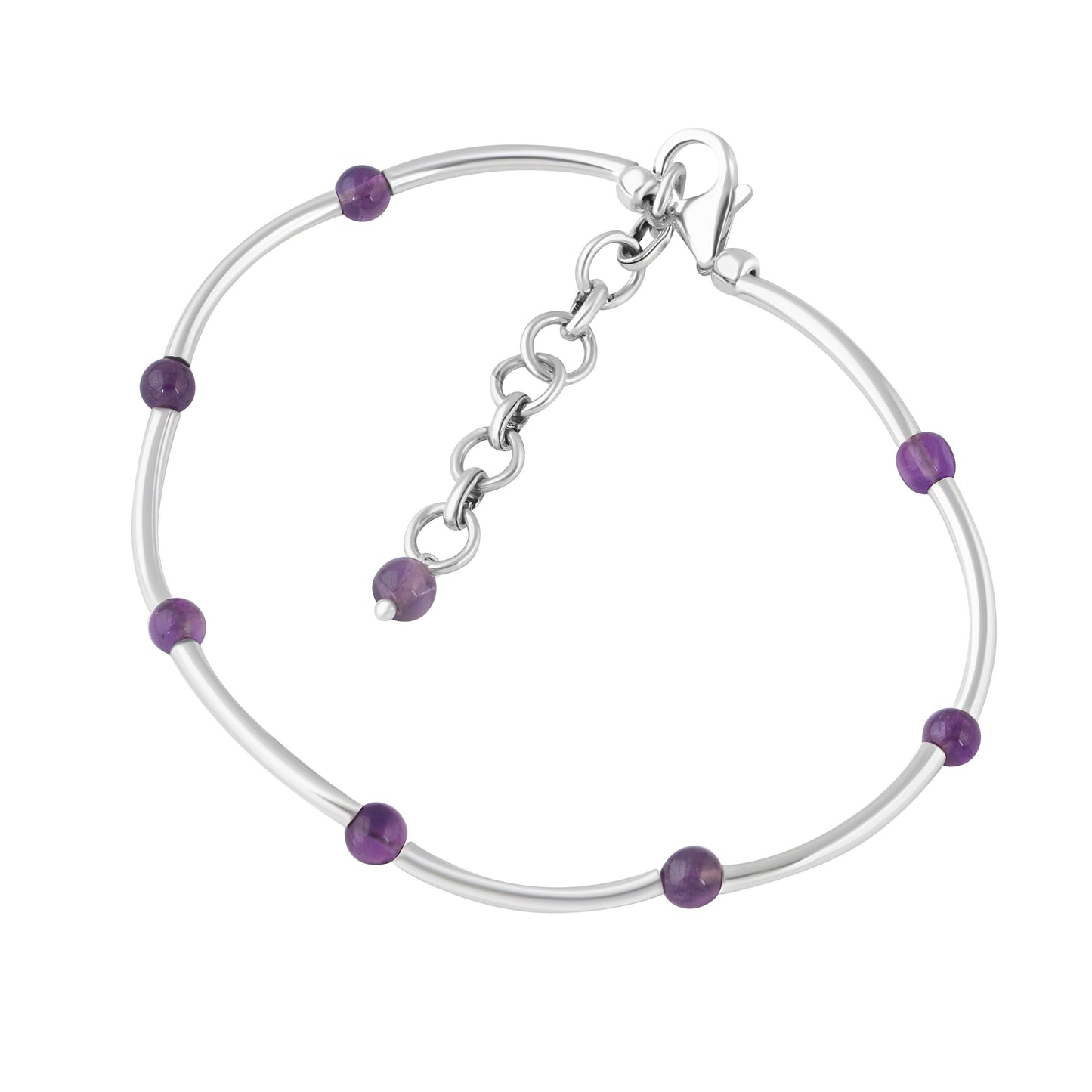 SOLID 925 SILVER tubes Amethyst Gemstones bracelet anklet 7.7", Purple Amethyst Gems 925 Sterling Silver Pipes Bracelet Anklet, Australia, Zorbajewellers