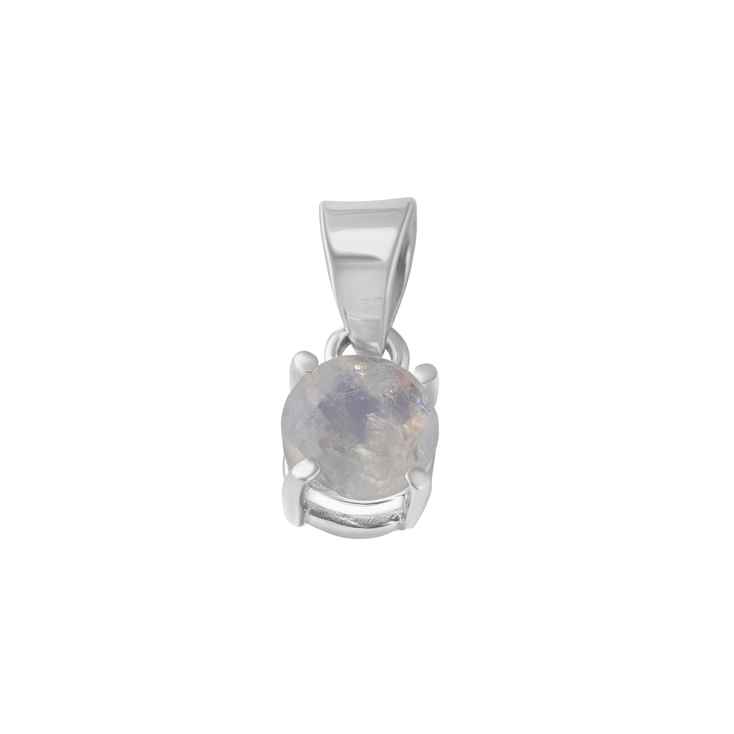 Minimalist moonstone gemstone prong set pendant, simple white gem sterling silver dainty pendant, Cancer Zodiac June Birthstone, Australia, Zorbajewellers