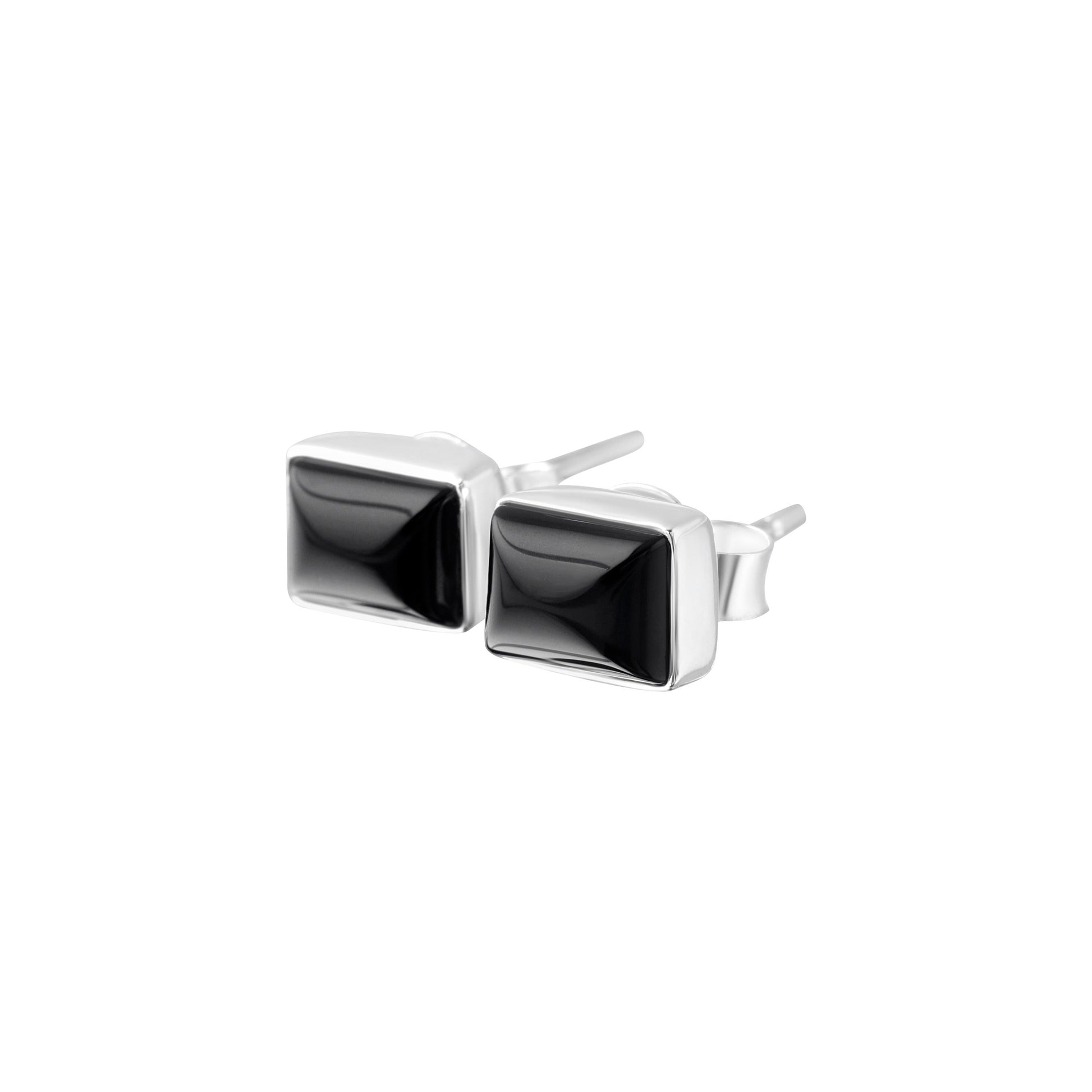 Genuine Black ONYX Gemstones Solid 925 Sterling SILVER Rectangle Minimalist Stud Earrings, Leo Zodiac December Birthstone, Australia, Zorbajewellers