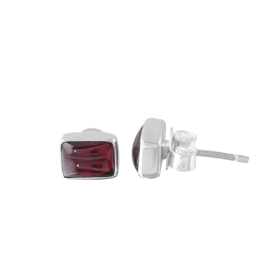 Genuine Red GARNET Rectangle GEMS 925 SILVER Stud Earrings, Rectangle Red Garnet Stud Earring, Capricorn Zodiac January Birthstone Australia, Zorbajewellers