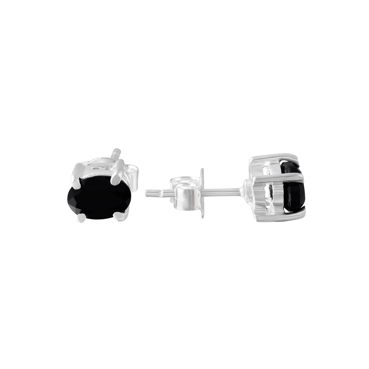 Genuine Black ONYX Gems 925 SILVER Oval Prong Stud Earrings, Oval Black Gems Silver Stud Earrings, Leo Zodiac December Birthstone, Australia, Zorbajewellers