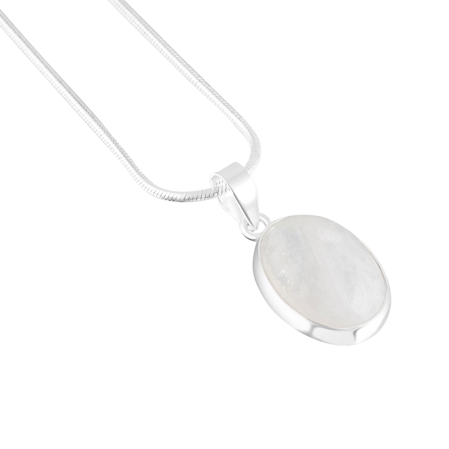 Medium moonstone (white) gemstone oval cut Solid Sterling Silver Minimalist necklace pendant, Cancer Zodiac July Birthstone, Australia, Zorbajewellers