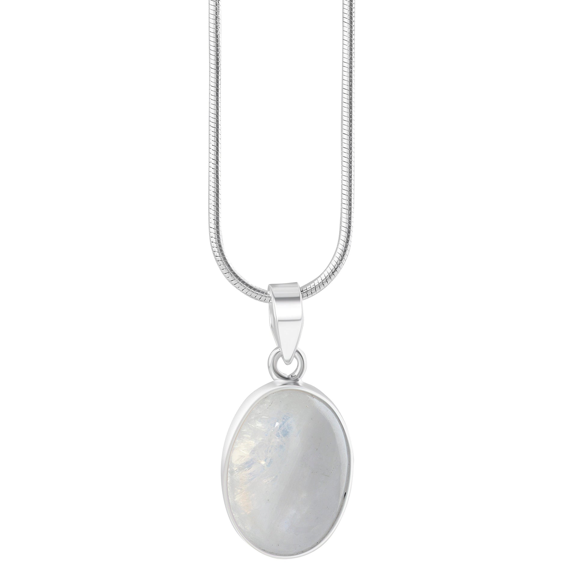 Medium moonstone (white) gemstone oval cut Solid Sterling Silver Minimalist necklace pendant, Cancer Zodiac July Birthstone, Australia, Zorbajewellers