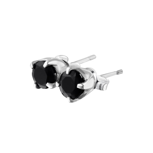 Classic Black Onyx Gemstones 925 Silver Prong Stud Earrings, Black Cut Gems Solid Sterling Silver Stud Earrings, Black Gems Silver Earrings, Zorbajewellers