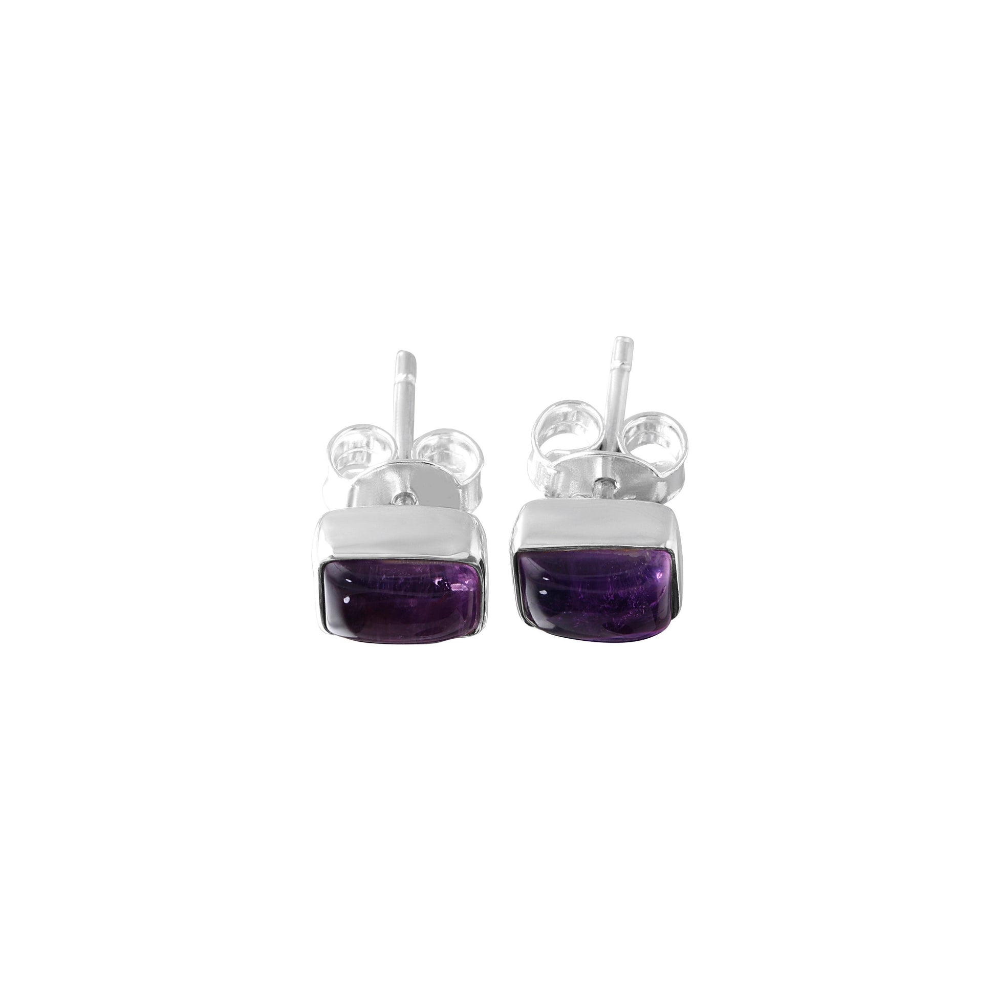 Rectangle AMETHYST Gems SOLID 925 Sterling Silver Stud Earrings, Simple purple stud earrings, Aquarius Zodiac February Birthstone, Australia, Zorbajewellers