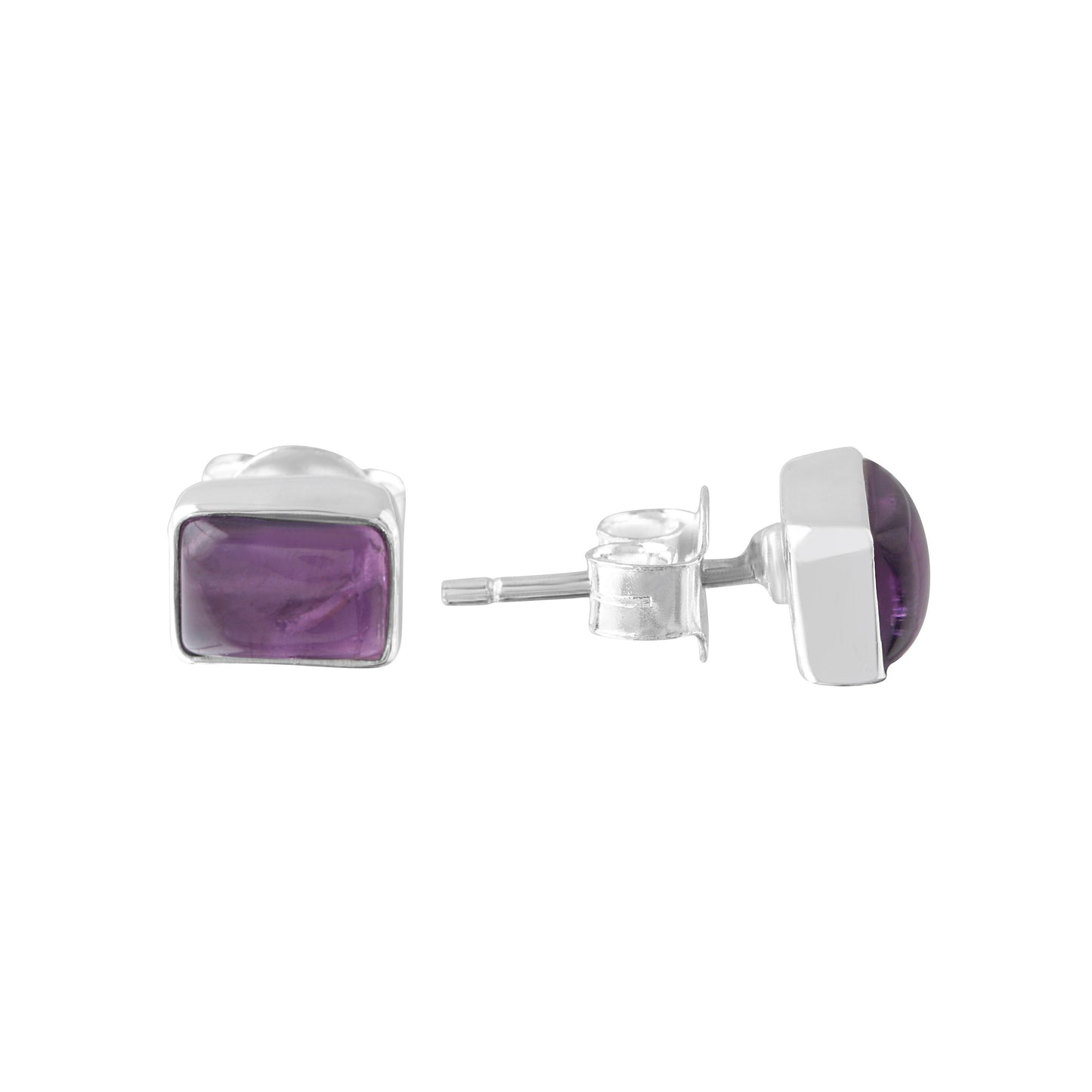 Rectangle AMETHYST Gems SOLID 925 Sterling Silver Stud Earrings, Simple purple stud earrings, Aquarius Zodiac February Birthstone, Australia, Zorbajewellers