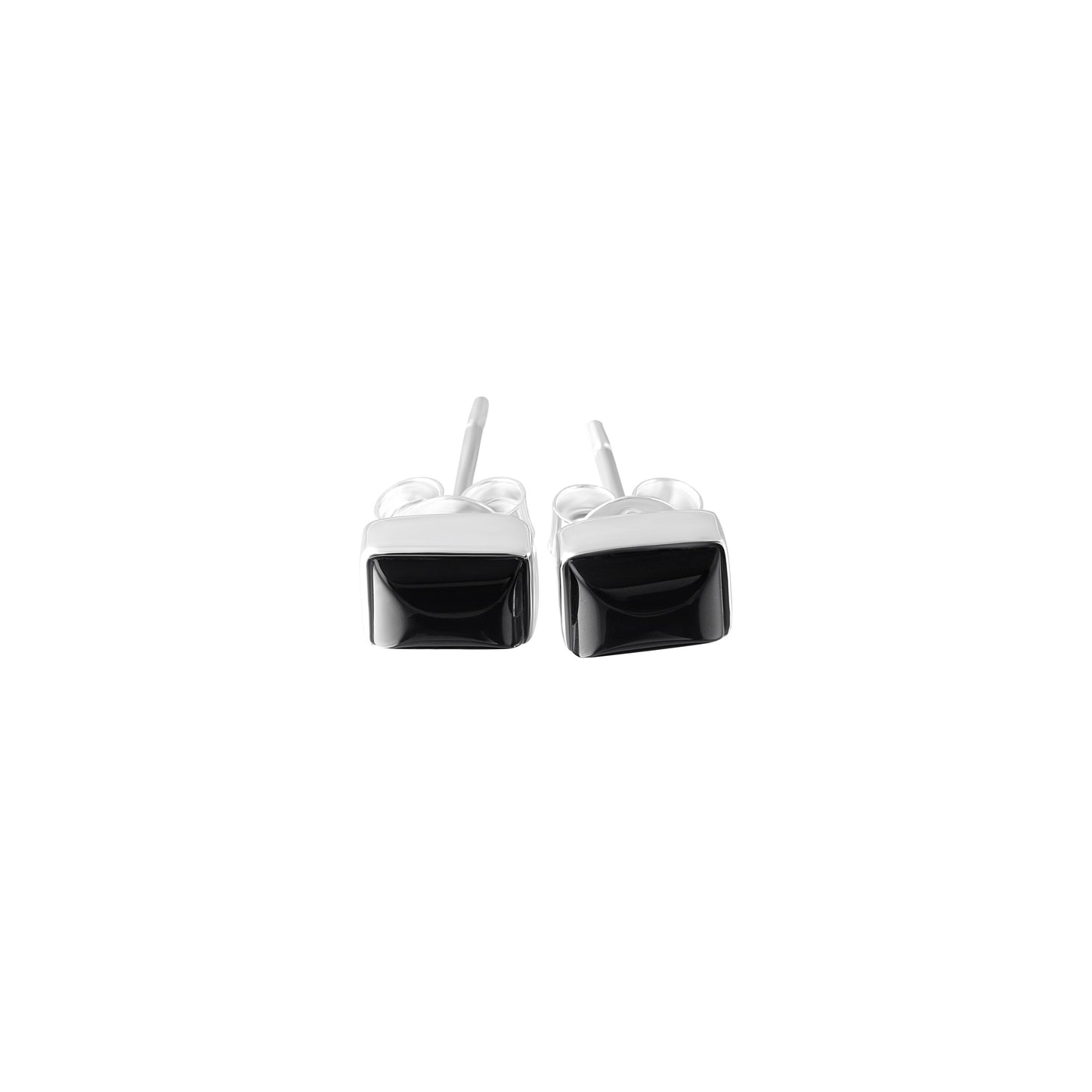 Genuine Black ONYX Gemstones Solid 925 Sterling SILVER Rectangle Minimalist Stud Earrings, Leo Zodiac December Birthstone, Australia, Zorbajewellers