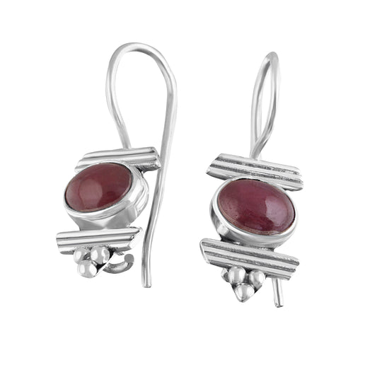 Oval RUBY Gemstones 925 Sterling SILVER Latch Back Earrings, Red Maroon Ruby Sterling Silver Earrings, Cancer Zodiac birthstone, Australia, Zorbajewellers