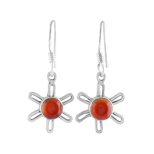 Genuine CARNELIAN Gems 925  SILVER Bohemian Style Earrings,  Carnelian Flower Earrings, August Birthstone Virgo Zodiac Gift, Australia, Zorbajewellers