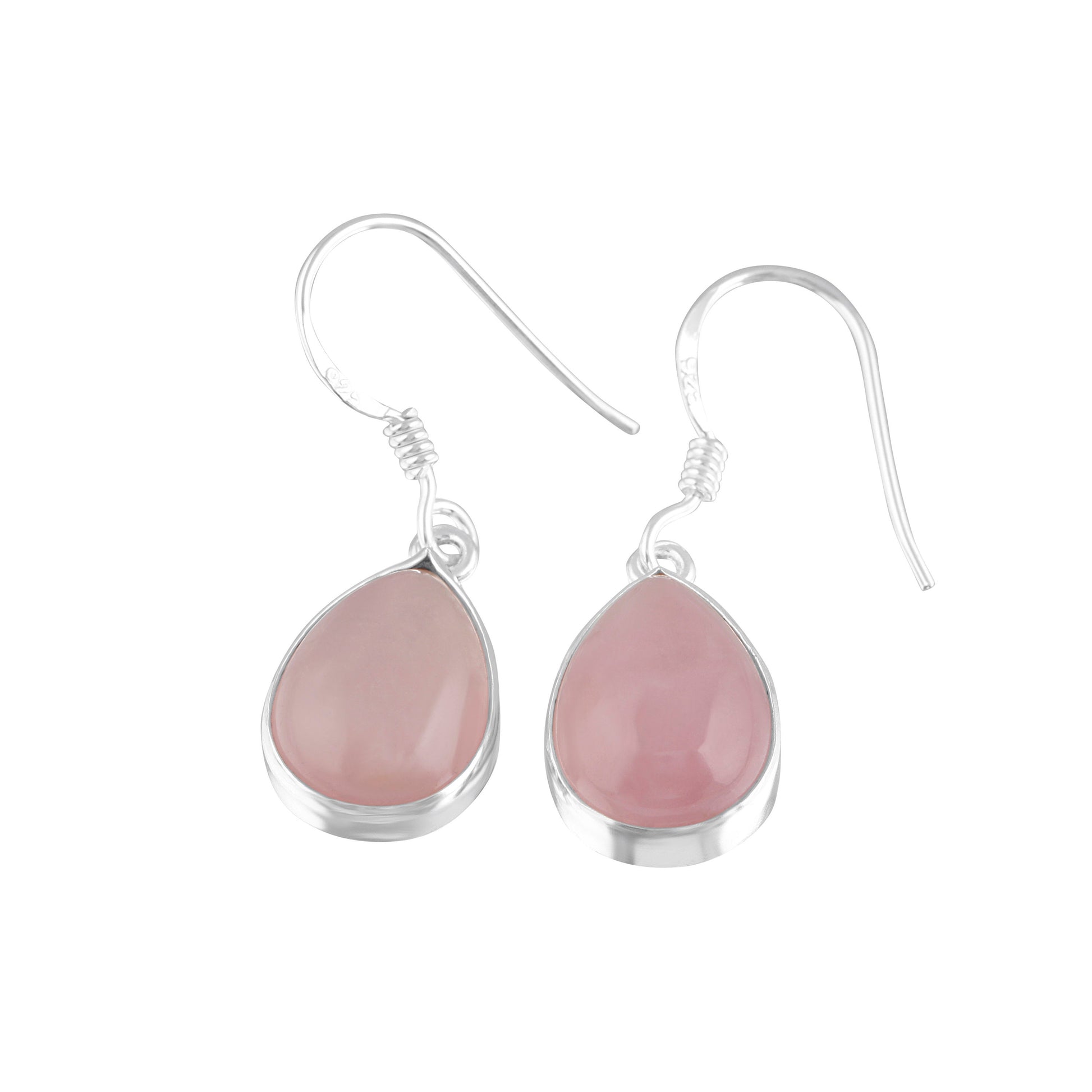 Teardrop/leaf/pear shaped Minimalist Rose Quartz 925 silver earrings, Simple pink earrings, Taurus zodiac January birthstone gift, Australia, Zorbajewellers
