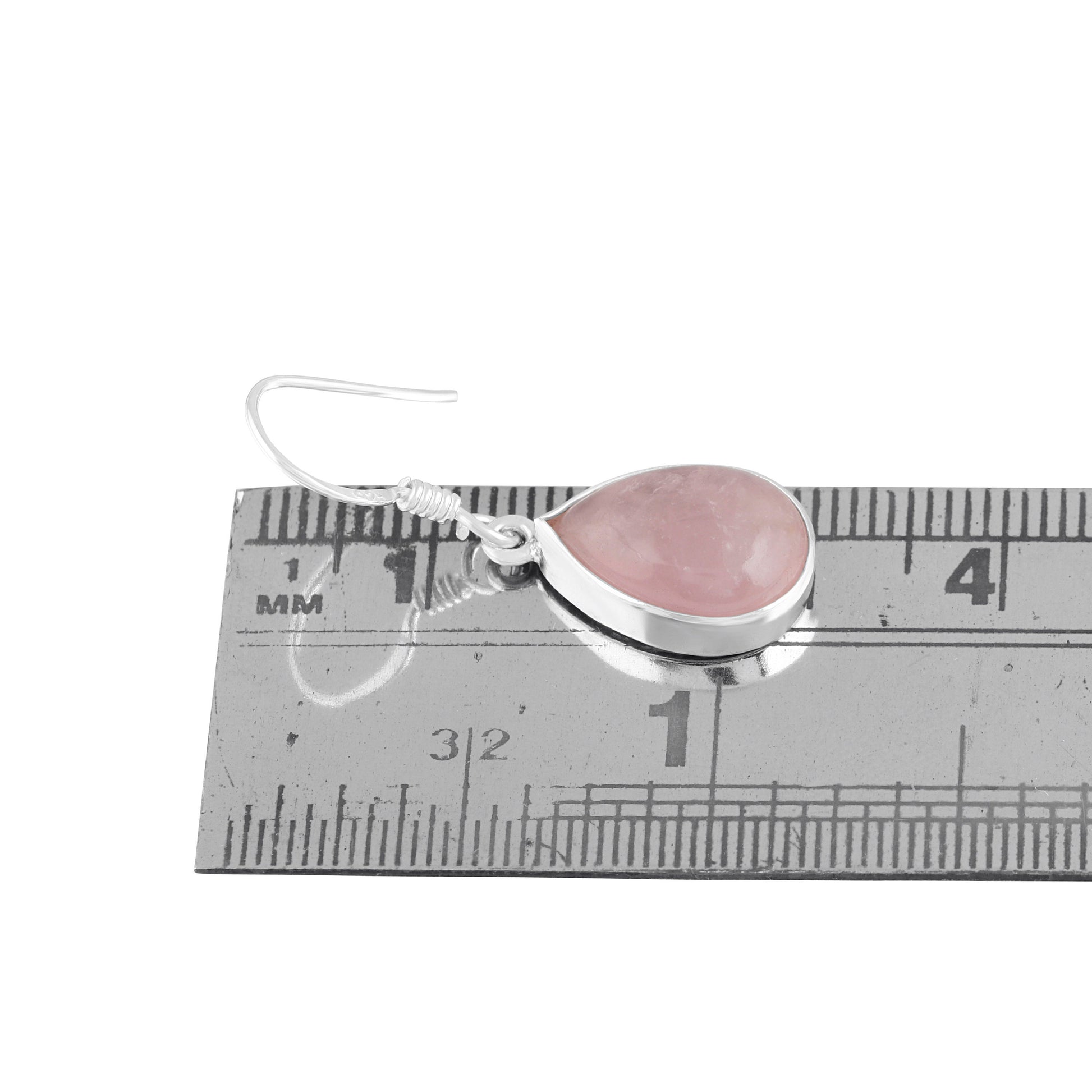 Teardrop/leaf/pear shaped Minimalist Rose Quartz 925 silver earrings, Simple pink earrings, Taurus zodiac January birthstone gift, Australia, Zorbajewellers