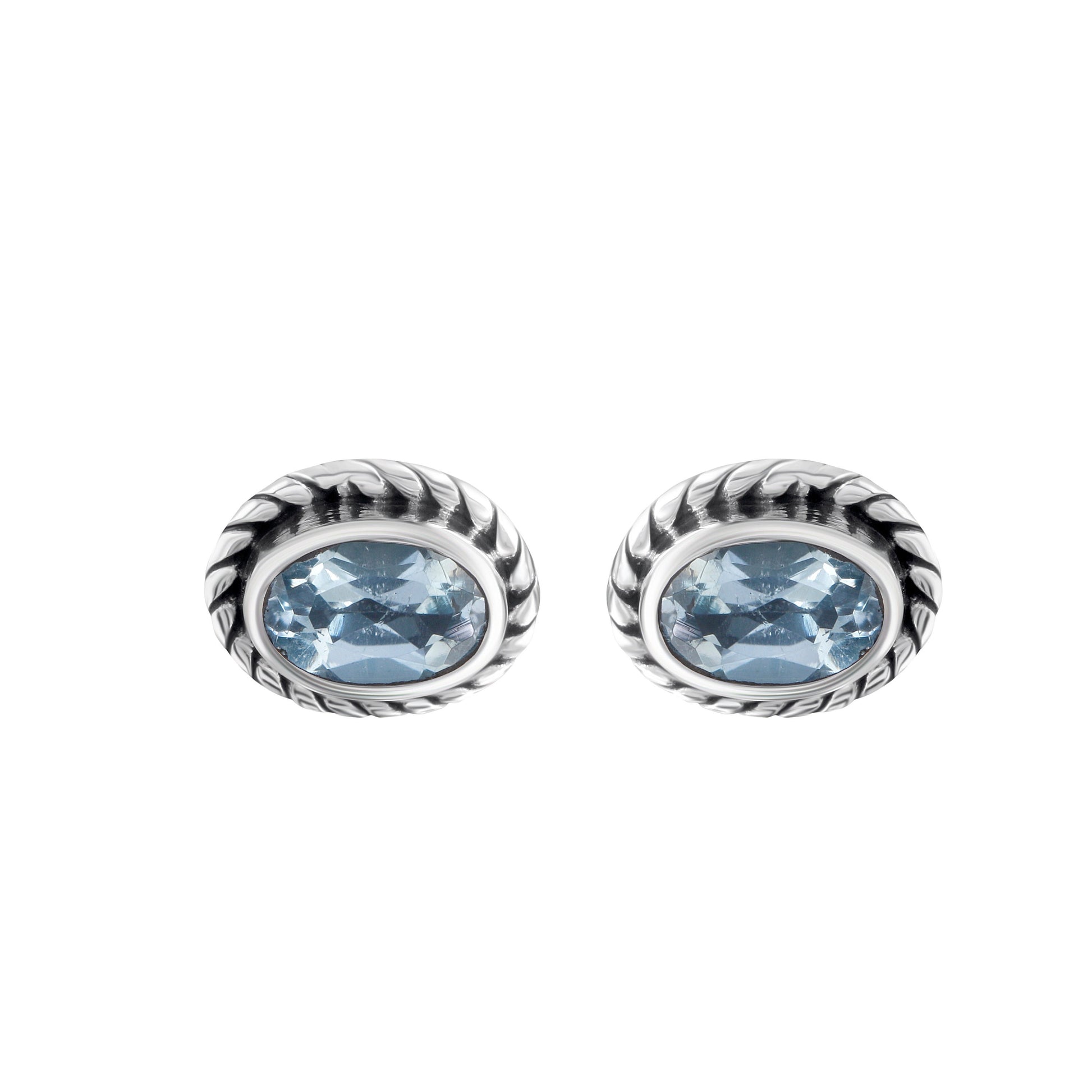 Genuine Blue TOPAZ Gemstones 925 Oxidized SILVER Oval Stud Earrings, Sagittarius Zodiac December Birthstone Boho Studs, Australia, Zorbajewellers