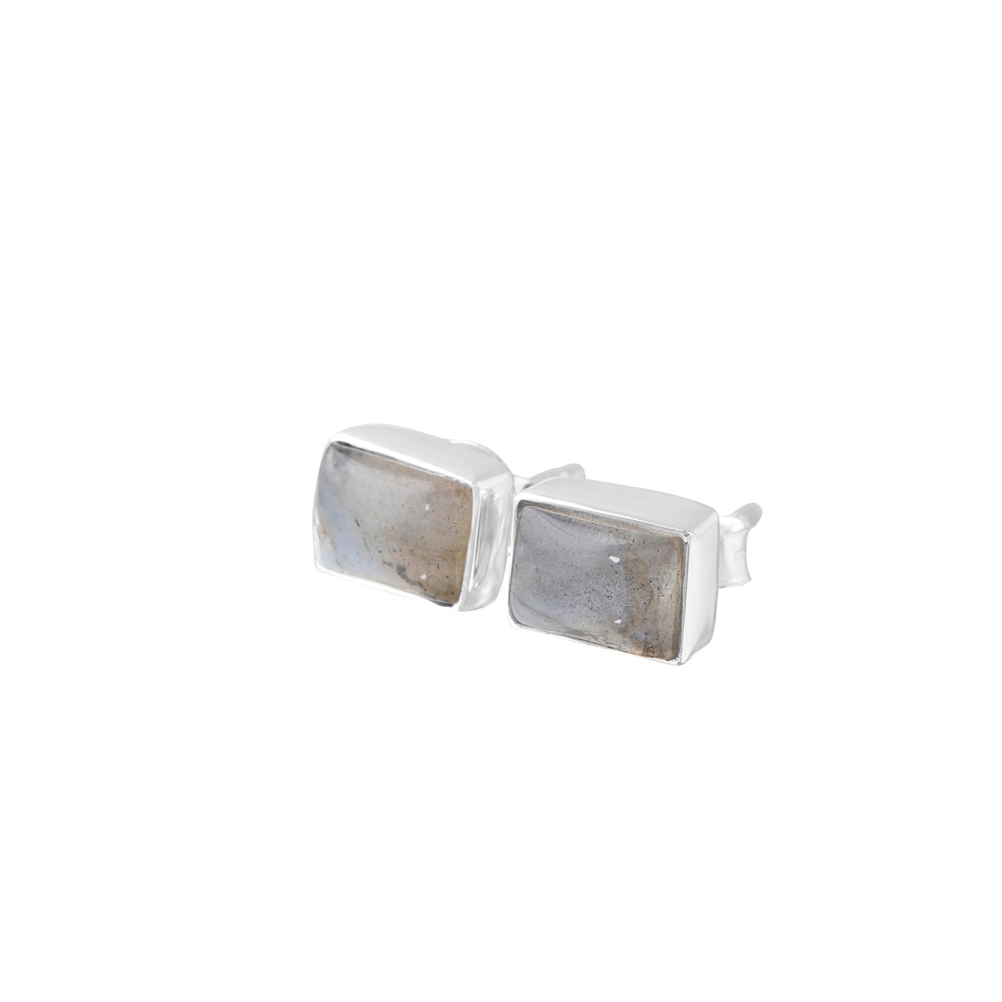 Genuine LABRADORITE Gems Solid 925 SILVER Rectangle Unisex Stud Earrings, Rectangle Labradorite stone Solid 925 Silver Earrings, Australia, Zorbajewellers
