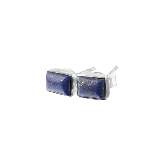Rectangle blue lapis lazuli gems 925 Silver Minimalist stud Earrings, Simple everyday blue studs , sterling silver stud earrings, Australia, Zorbajewellers