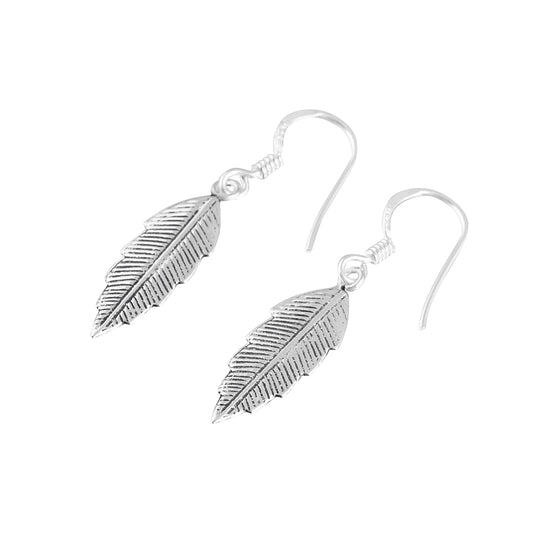 Oxidized Style SOLID 925 Sterling SILVER Feather Earrings, Feather Earrings, Feather Shaped Dangle/Drop Silver Earrings Gift, Australia, Zorbajewellers