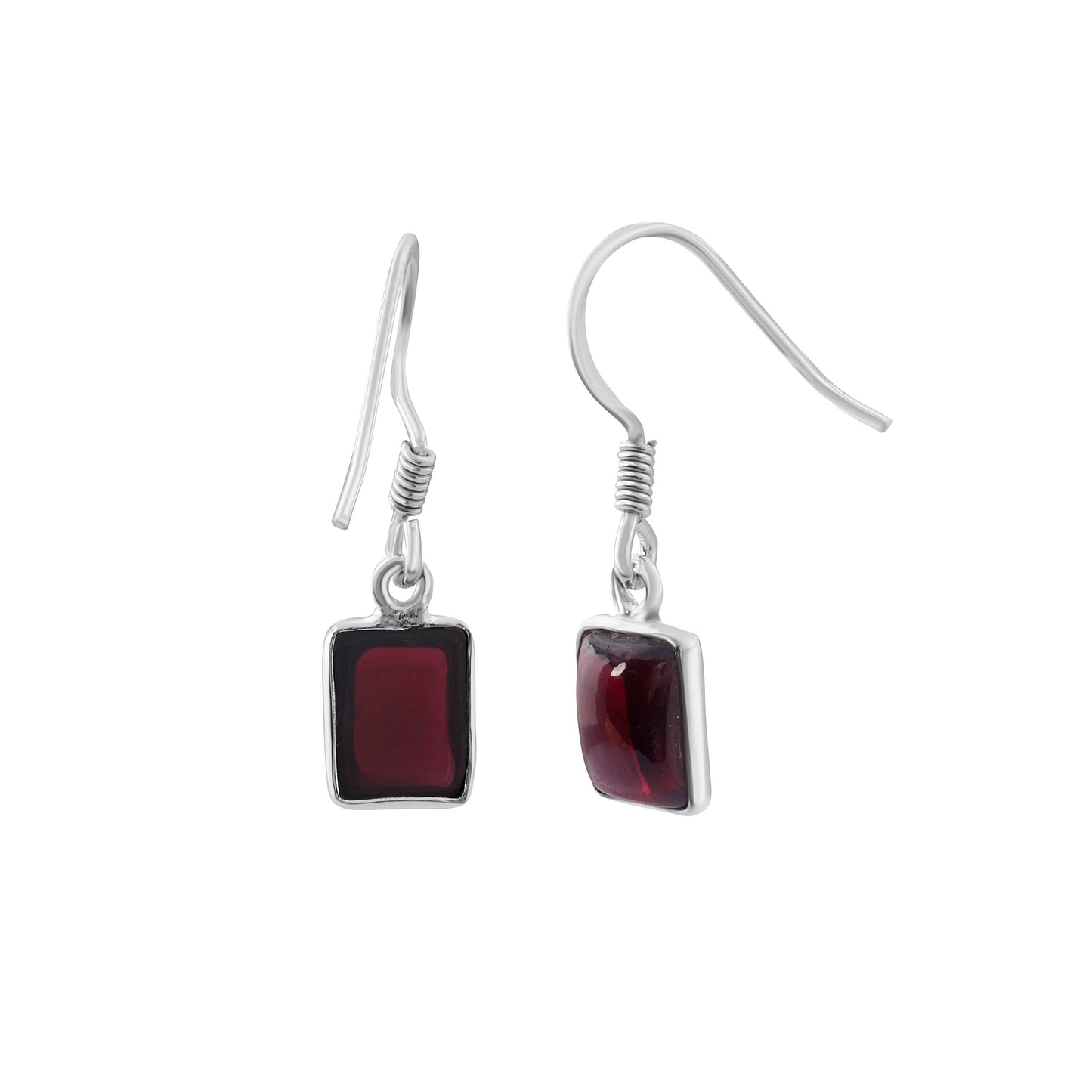 Rectangle Minimalist Red Garnet earrings, Red garnet earrings in sterling silver, red wine colour gemstones, Capricorn, Australia, Zorbajewellers