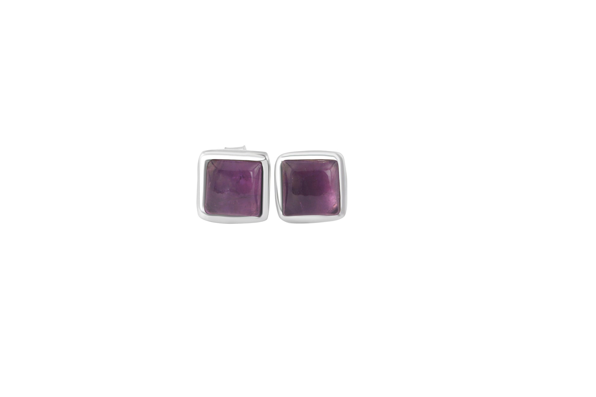 Square Cushion Cut AMETHYST Gems 925 Silver Stud Earrings, Simple purple stud earrings, Aquarius Zodiac February Birthstone, Australia, Zorbajewellers