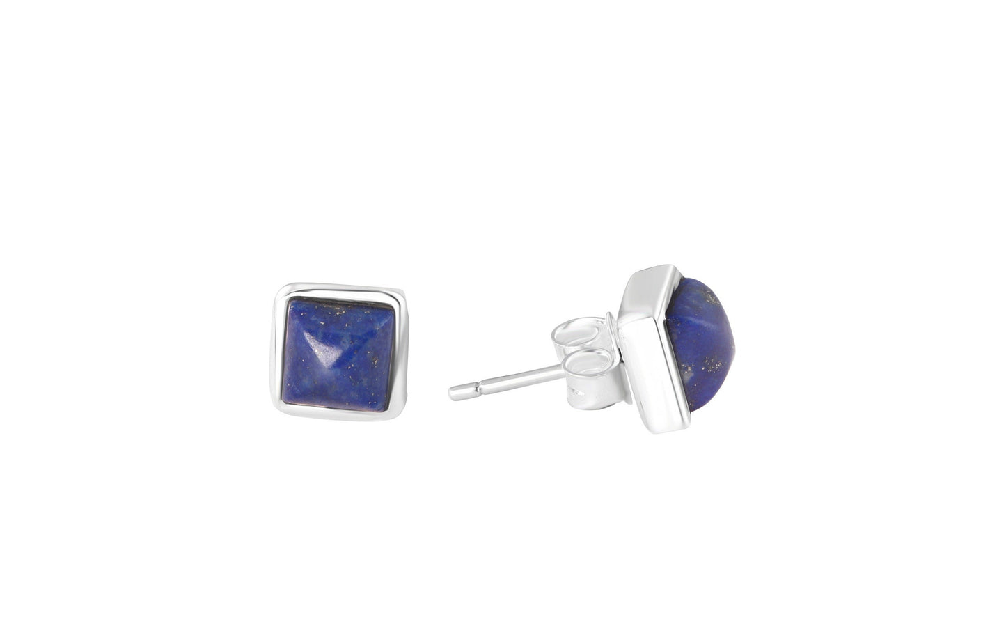 Square blue lapis lazuli gems 925 Silver Minimalist stud Earrings, Simple everyday blue studs , sterling silver stud earrings, Australia, Zorbajewellers