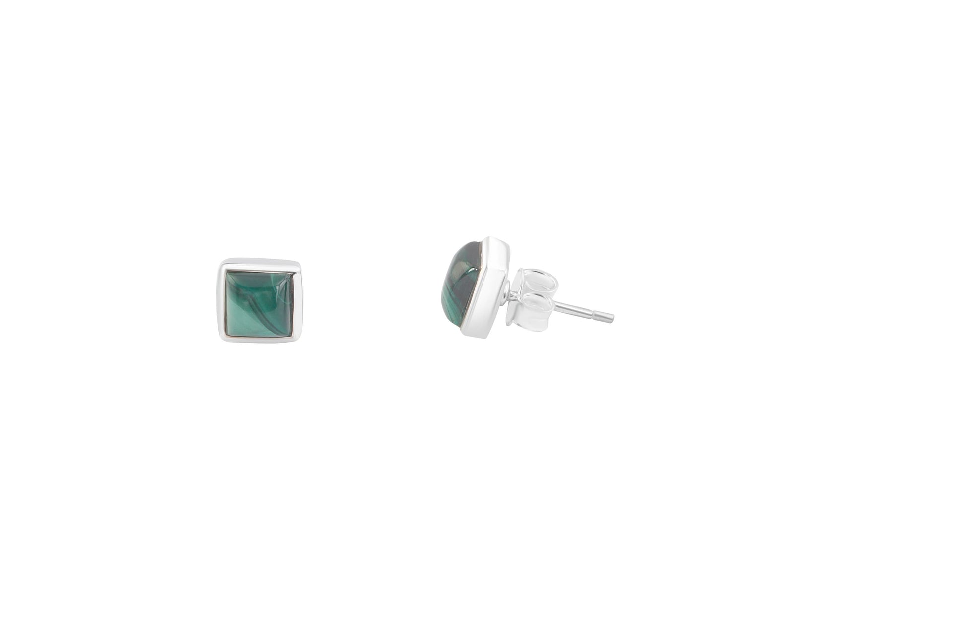 Green malachite gems big square 925 silver stud earrings, Textured Green Geometric Minimalist earring,Taurus Zodiac May birthstone Australia, Zorbajewellers