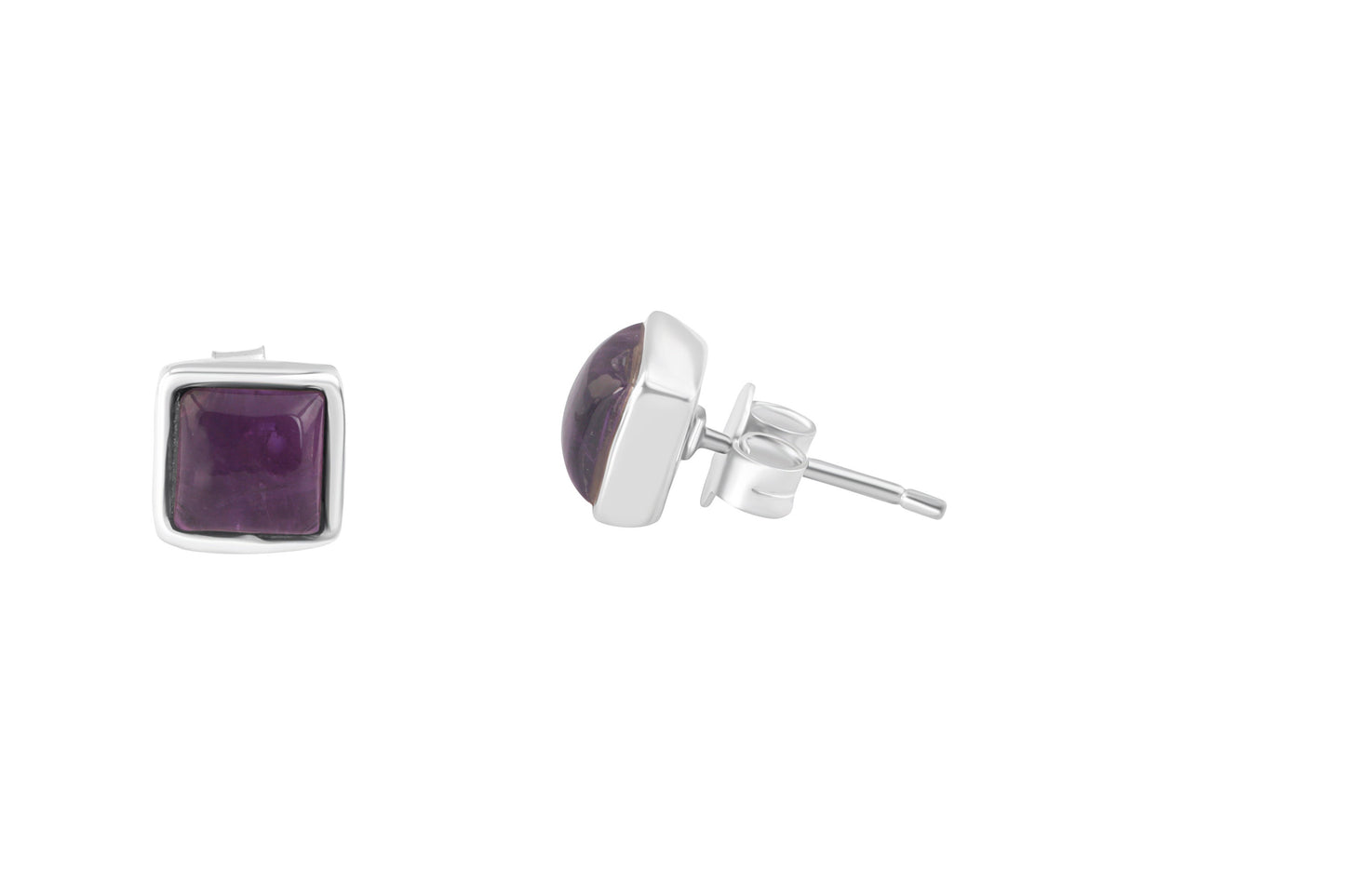 Square Cushion Cut AMETHYST Gems 925 Silver Stud Earrings, Simple purple stud earrings, Aquarius Zodiac February Birthstone, Australia, Zorbajewellers