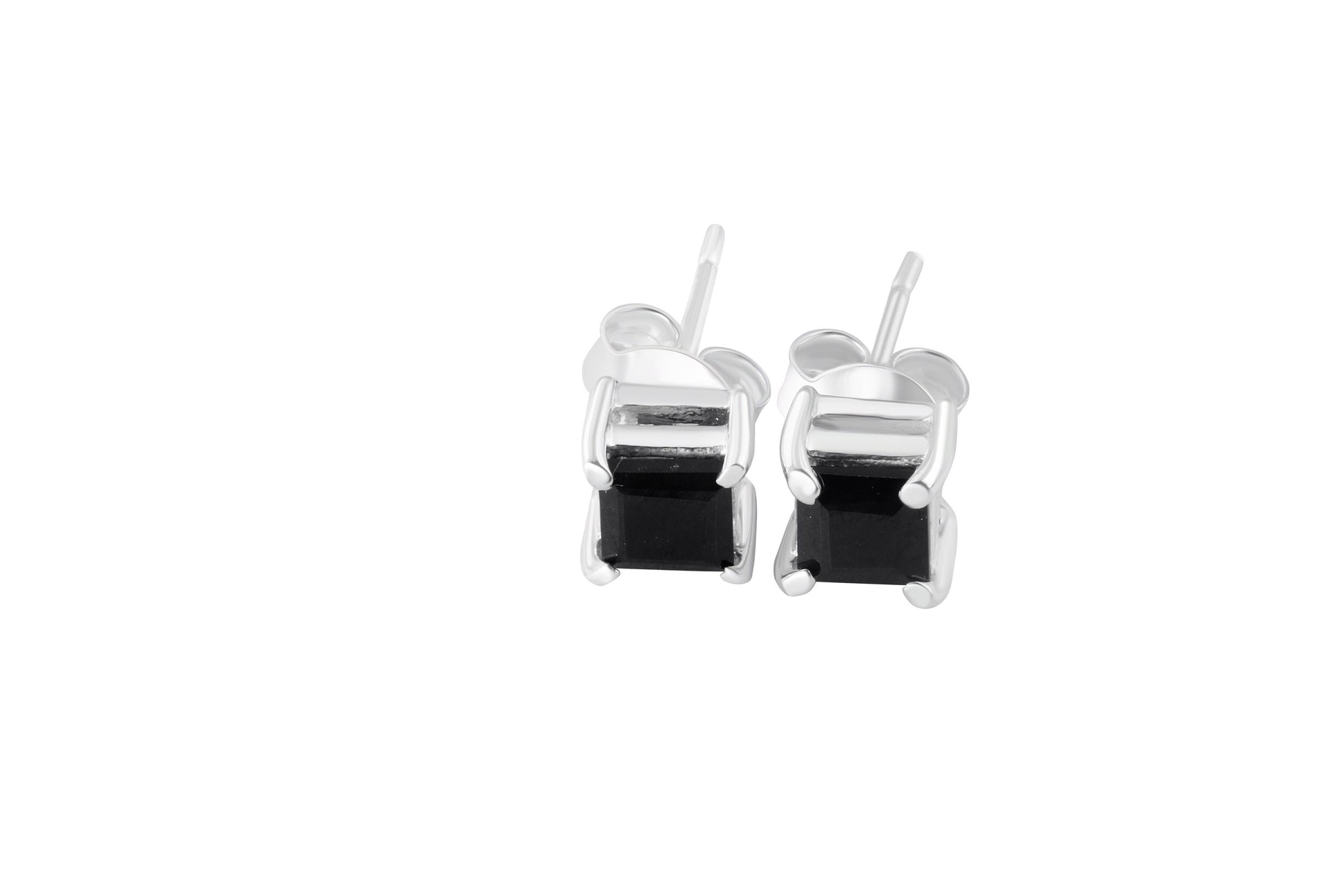 Genuine black onyx gemstones solid 925 sterling silver prong set stud earrings, black onyx silver stud earrings, black onyx studs, Australia, Zorbajewellers