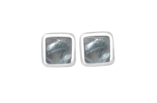 Genuine GREEN APATITE Gems Solid 925 Sterling SILVER Minimalist Square Stud Earrings, Apatite Silver Stud, May Birthstone Gift, Australia, Zorbajewellers