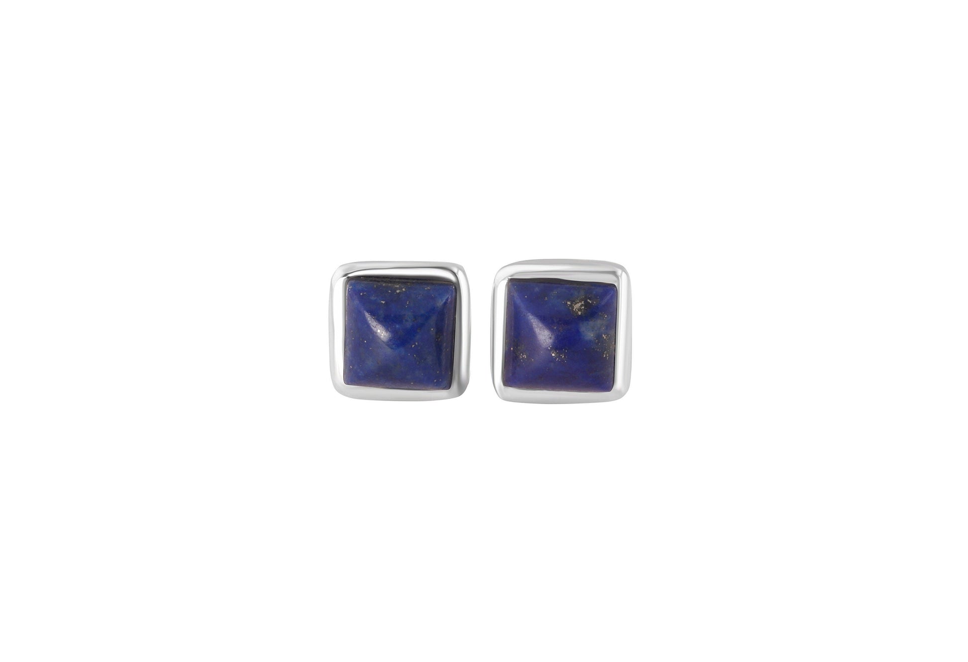 Square blue lapis lazuli gems 925 Silver Minimalist stud Earrings, Simple everyday blue studs , sterling silver stud earrings, Australia, Zorbajewellers