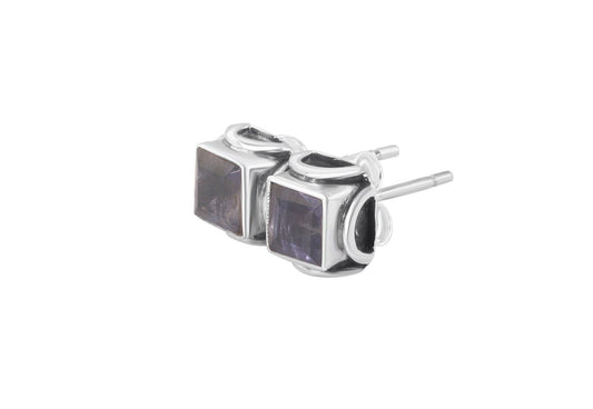 Square Iolite Gemstones 925 Oxidized SILVER Filigree Stud Earrings, Libra, Sagittarius Taurus Zodiac, September Birthstone Australia, Zorbajewellers