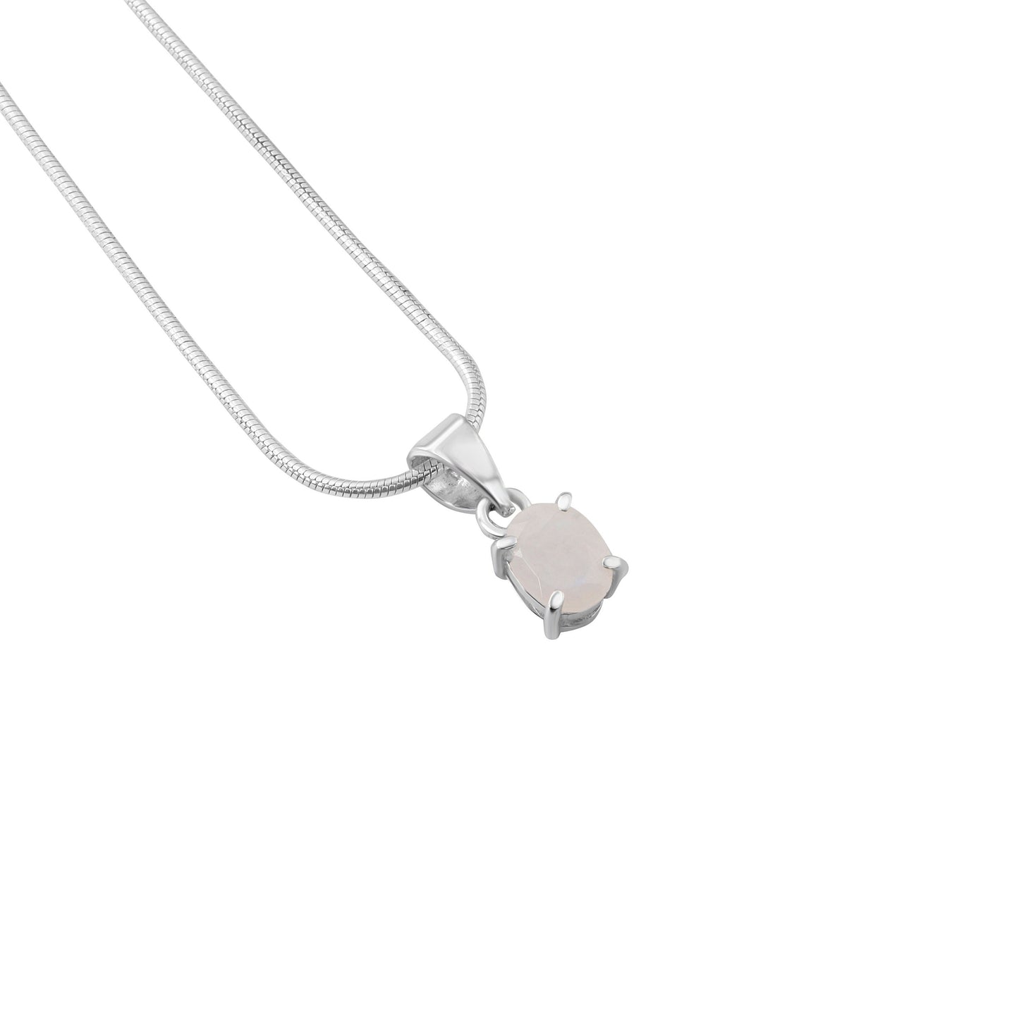 Minimalist moonstone gemstone oval prong set pendant, simple white gem sterling silver dainty pendant, Cancer Zodiac Birthstone, Australia, Zorbajewellers