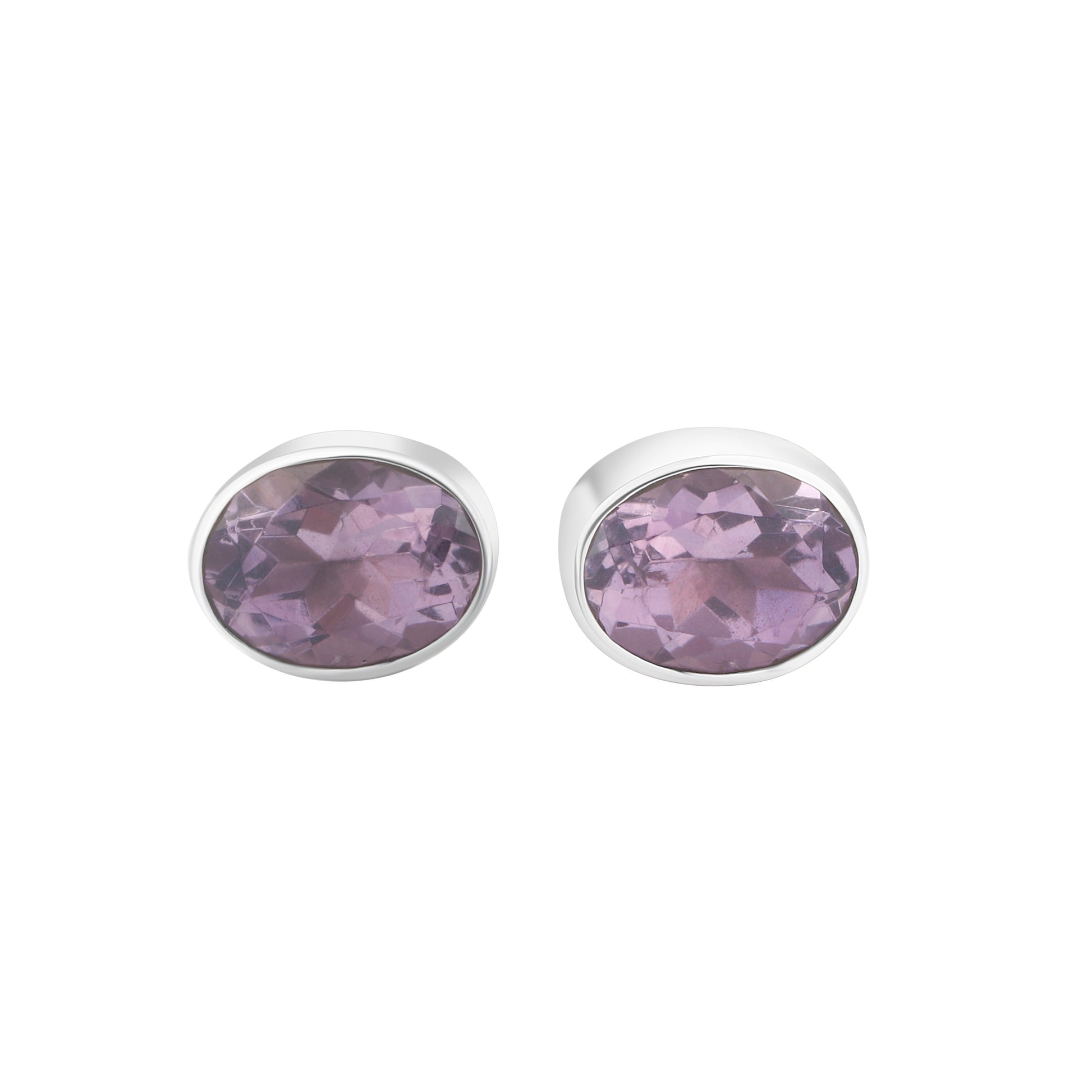 Oval AMETHYST Gems SOLID 925 Sterling Silver Stud Earrings, Simple purple stud earrings, Aquarius Zodiac February Birthstone, Australia, Zorbajewellers