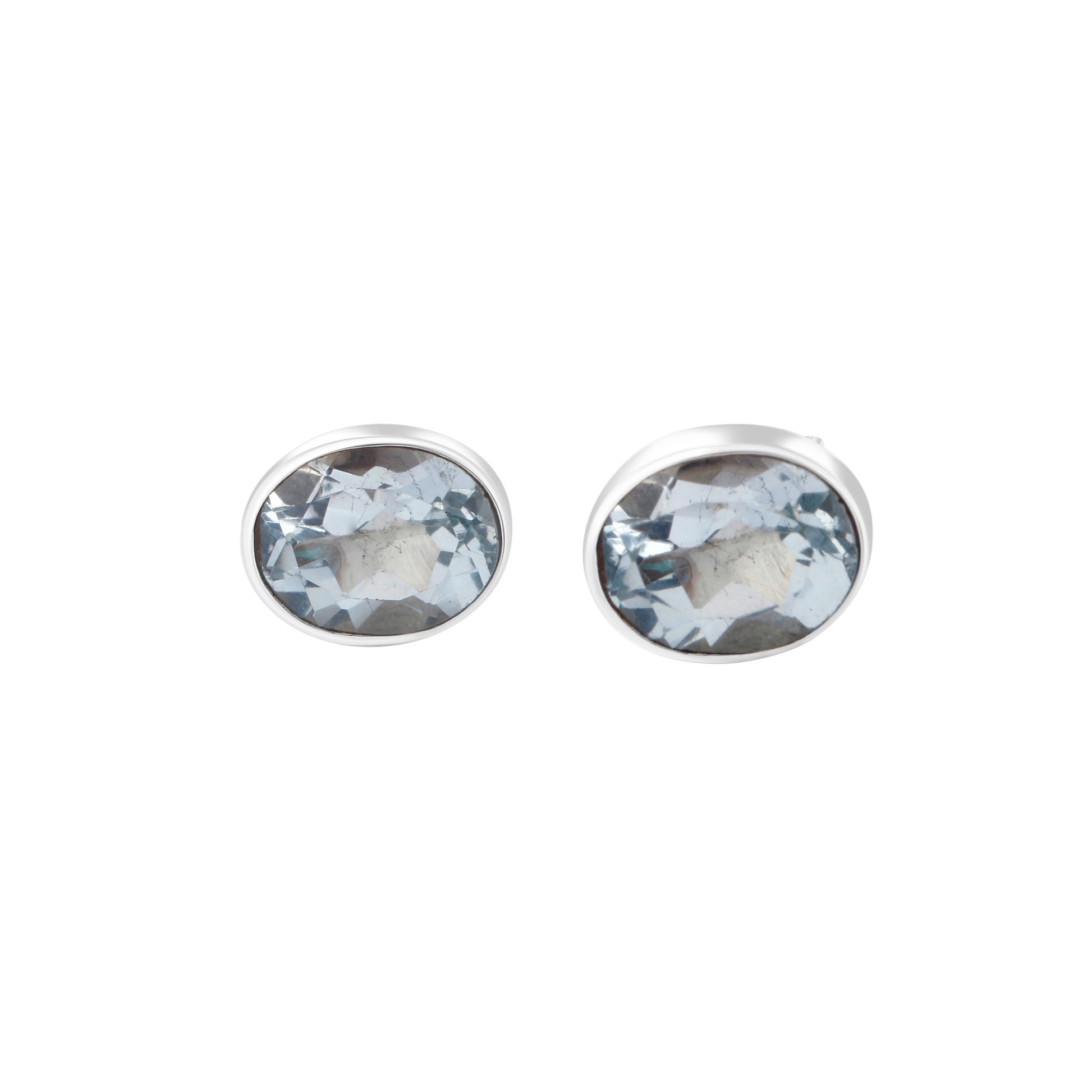Beautifully Cut Genuine Blue TOPAZ Gemstones Solid 925 SILVER Oval Stud Earrings, Sagittarius Zodiac December Birthstone Studs, Australia, Zorbajewellers