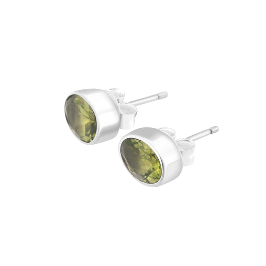 Genuine PERIDOT Gems Solid 925 Sterling SILVER Minimalist Oval Stud Earrings, Olive Green Beautifully Cut Peridot Stud Earrings, Australia, Zorbajewellers