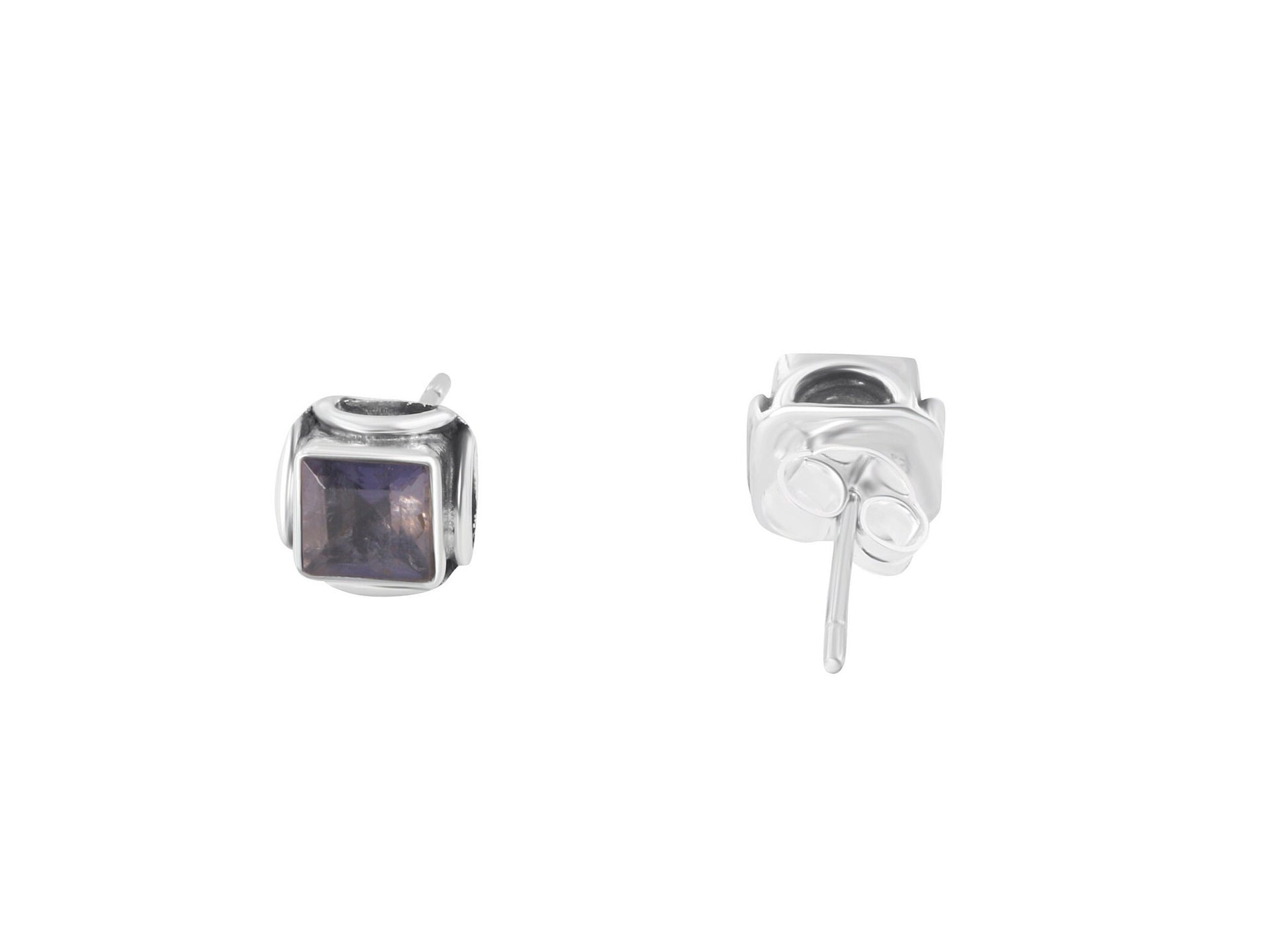 Square Iolite Gemstones 925 Oxidized SILVER Filigree Stud Earrings, Libra, Sagittarius Taurus Zodiac, September Birthstone Australia, Zorbajewellers