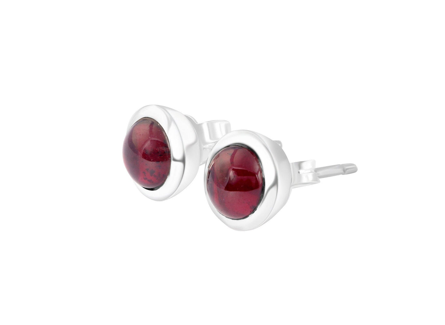 Genuine Red GARNET Round GEMS 925 SILVER Minimalist Stud Earrings, Red Garnet Stud Earrings, Capricorn Zodiac January Birthstone, Australia, Zorbajewellers