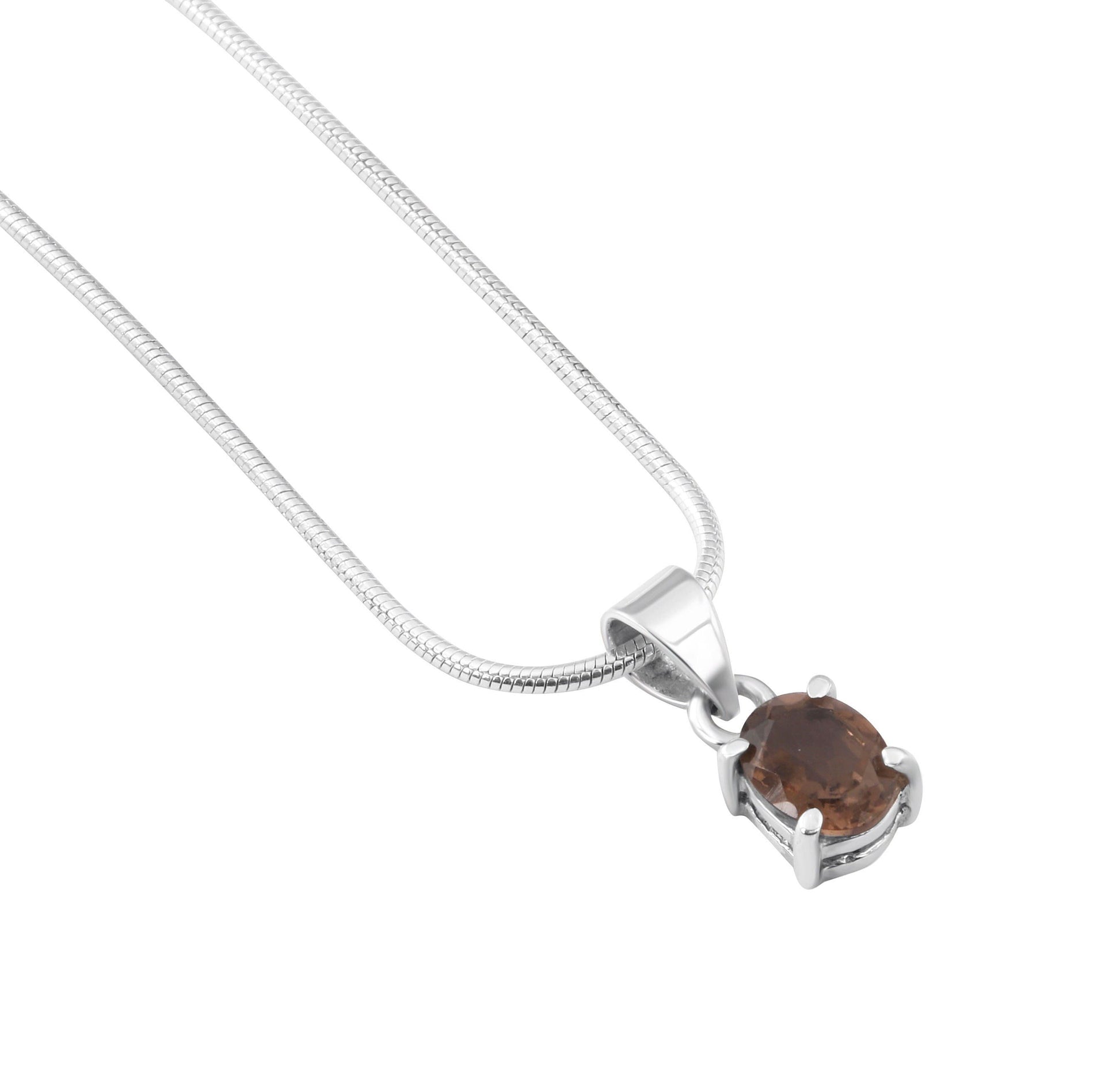 Minimalist Cut-Stone Oval Smoky Quartz Solid 925 Silver Prong Set Pendant, Simple Pendant, Capricorn Zodiac November Birthstone, Australia, Zorbajewellers