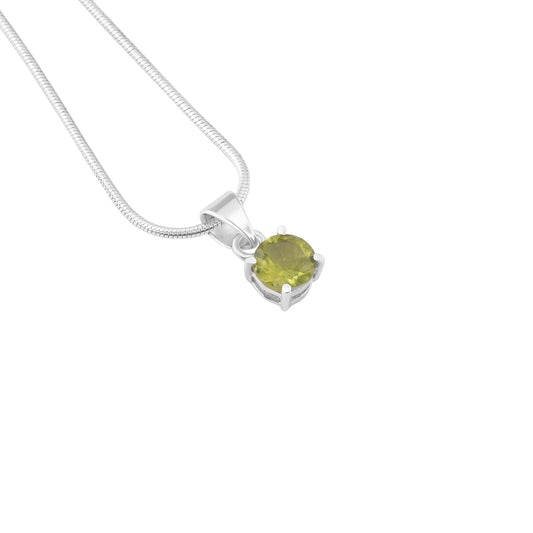 Minimalist Cut-Stone Round Peridot Solid 925 Silver Prong Set Pendant, Simple Pendant, Leo Zodiac August Birthstone gift, Australia, Zorbajewellers