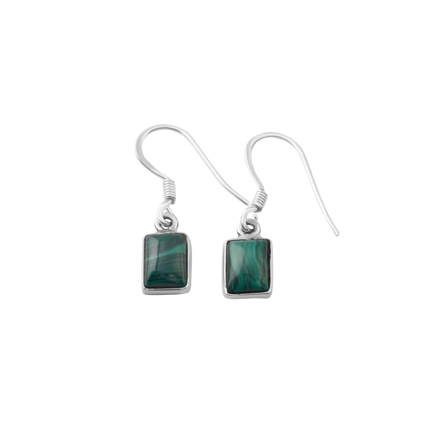 Green malachite textured gems rectangle 925 silver earrings, Green Geometric Shaped earrings, Taurus Zodiac May birthstone, Australia, Zorbajewellers