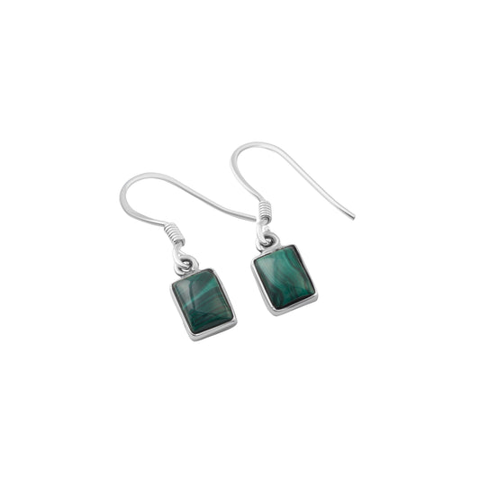 Green malachite textured gems rectangle 925 silver earrings, Green Geometric Shaped earrings, Taurus Zodiac May birthstone, Australia, Zorbajewellers