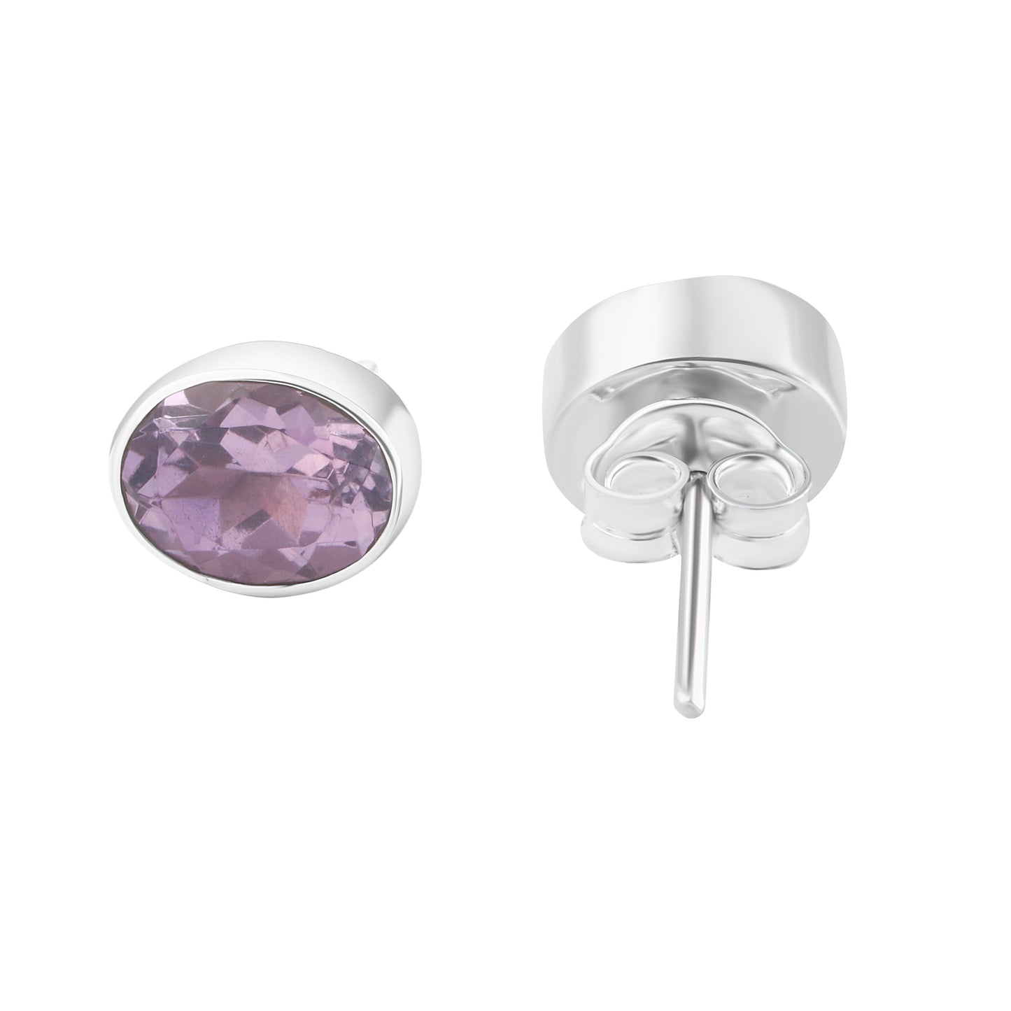 Oval AMETHYST Gems SOLID 925 Sterling Silver Stud Earrings, Simple purple stud earrings, Aquarius Zodiac February Birthstone, Australia, Zorbajewellers