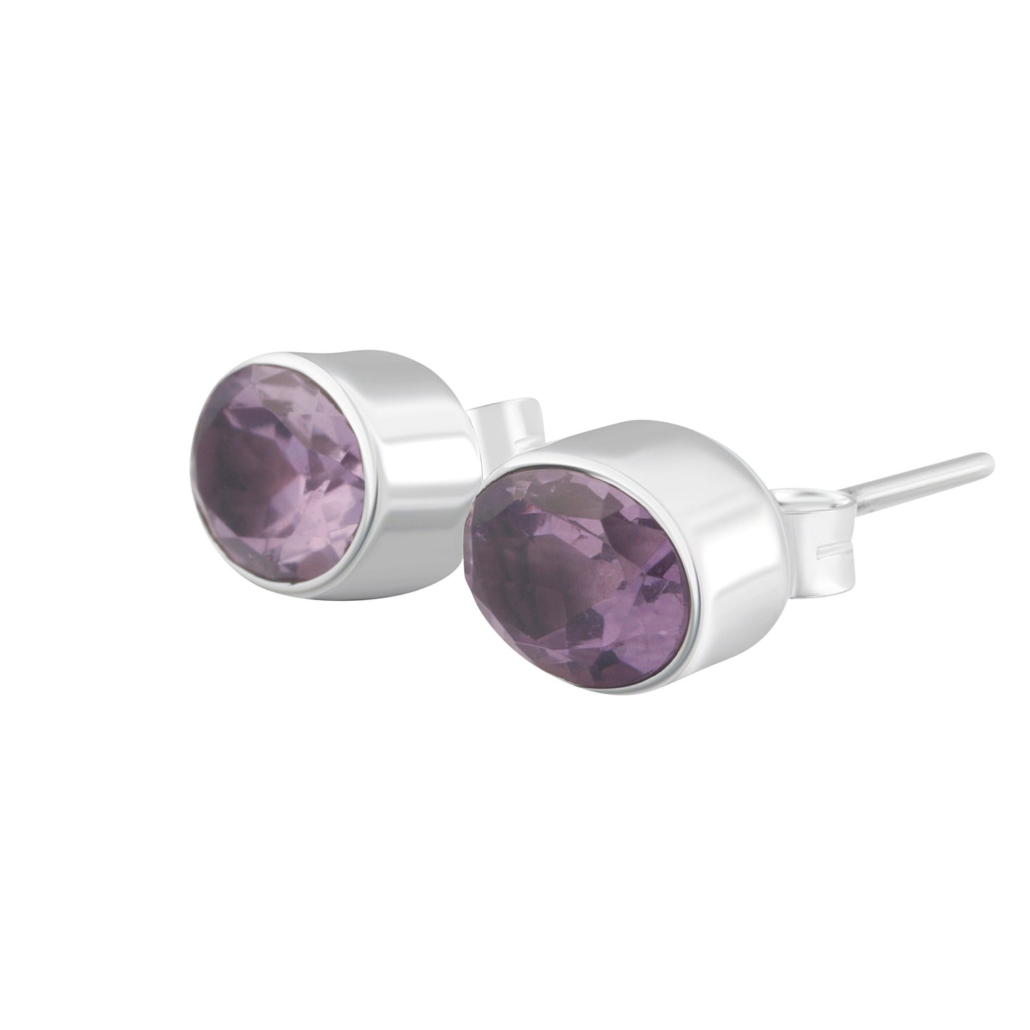 Oval AMETHYST Gems SOLID 925 Sterling Silver Stud Earrings, Simple purple stud earrings, Aquarius Zodiac February Birthstone, Australia, Zorbajewellers