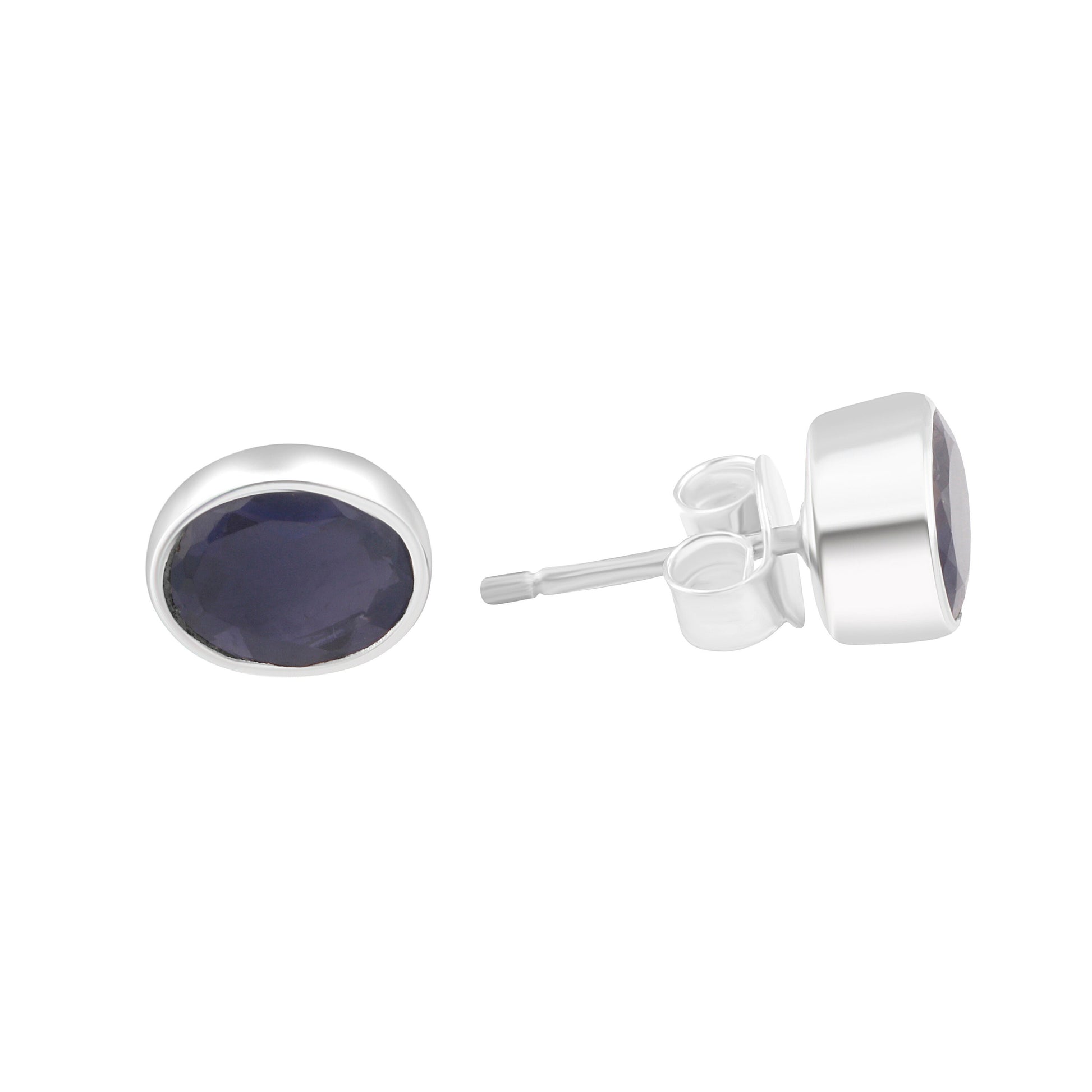 Genuine Iolite Oval Cut Gems Solid 925 Sterling SILVER Oval Stud Earrings, Sagittarius & Taurus Zodiac, September Birthstone, Australia, Zorbajewellers