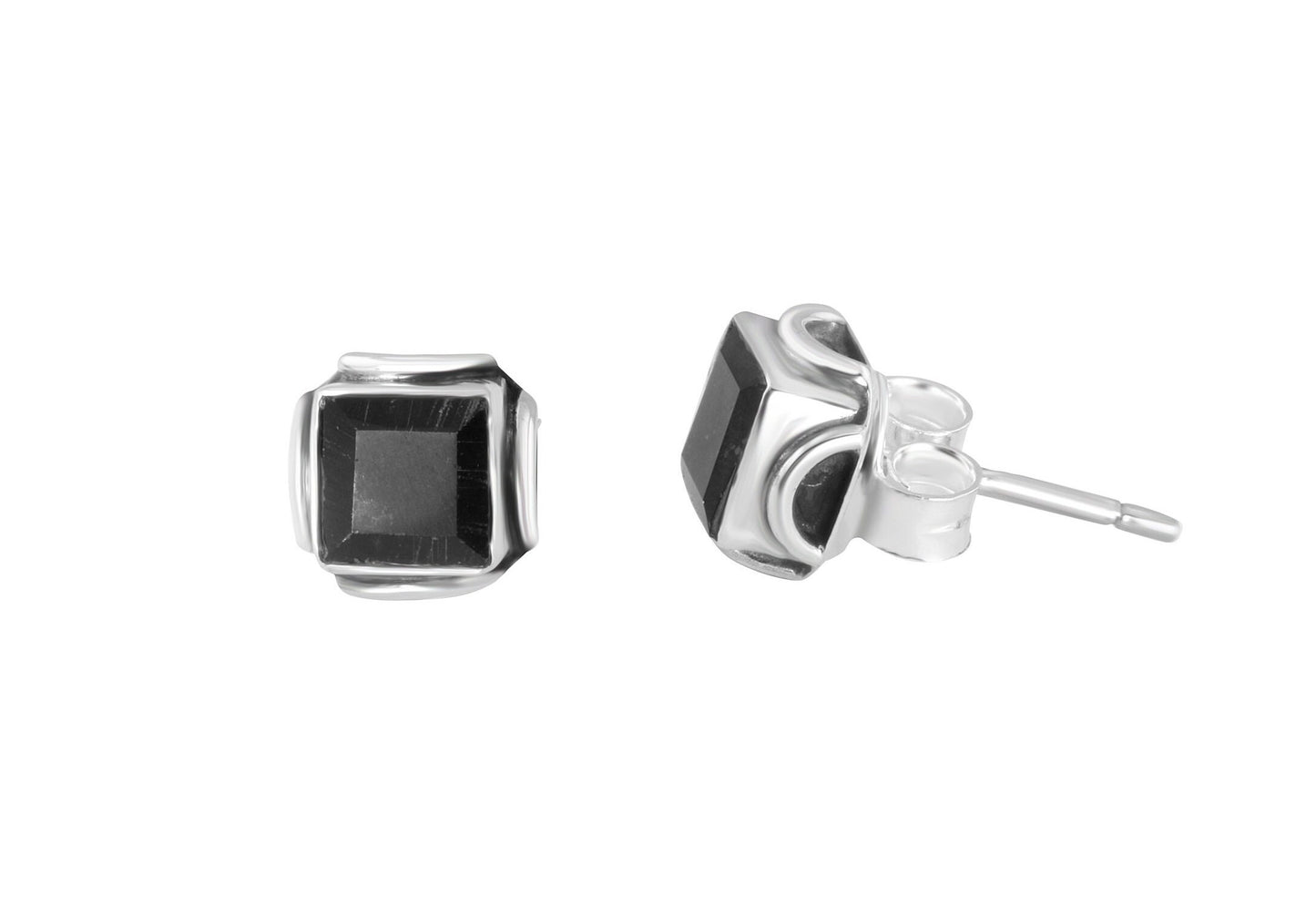 Genuine Black ONYX Gems Solid 925 Oxidized SILVER Filigree Square Stud Earrings, Black Stud, Leo Zodiac December Birthstone, Australia, Zorbajewellers