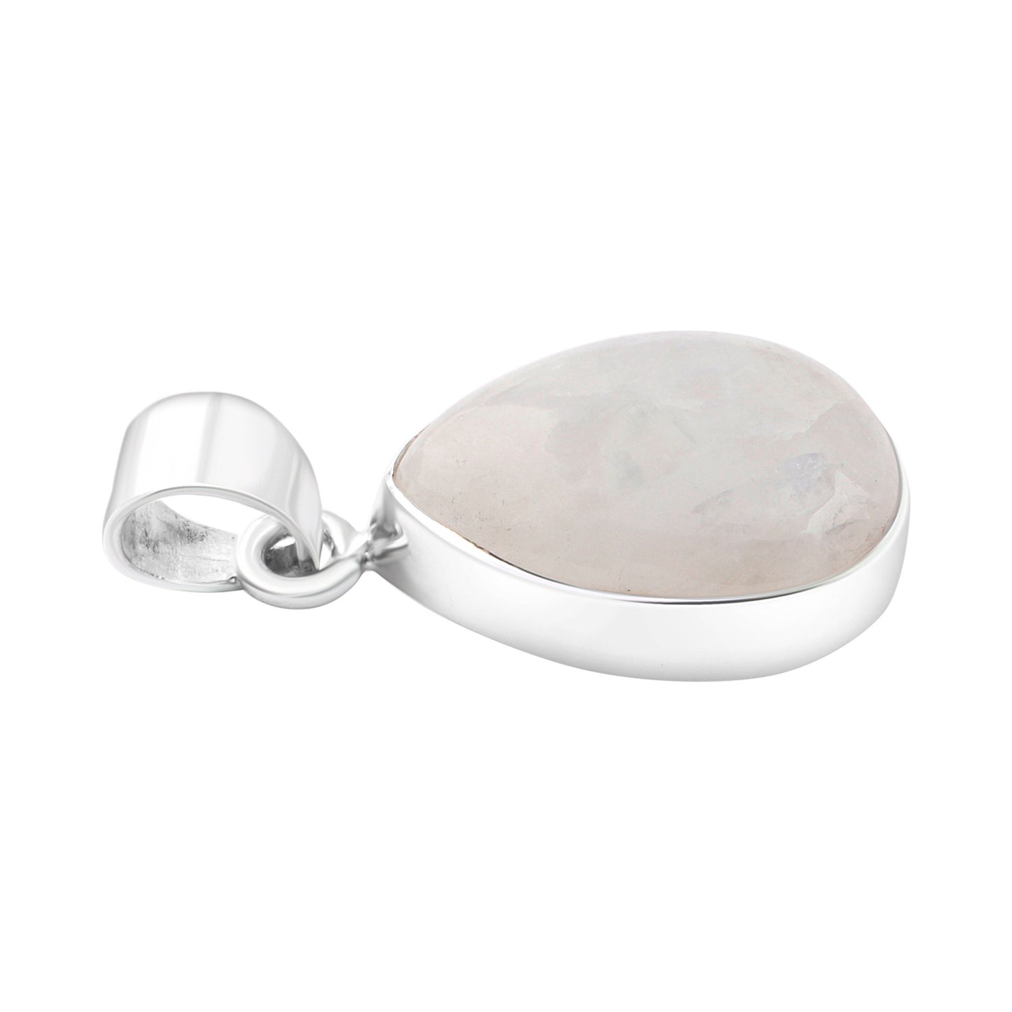 Moonstone (white) gemstone pear/teardrop/leaf shaped Solid Sterling Silver Minimalist necklace pendant, Cancer Zodiac Birthstone, Australia, Zorbajewellers