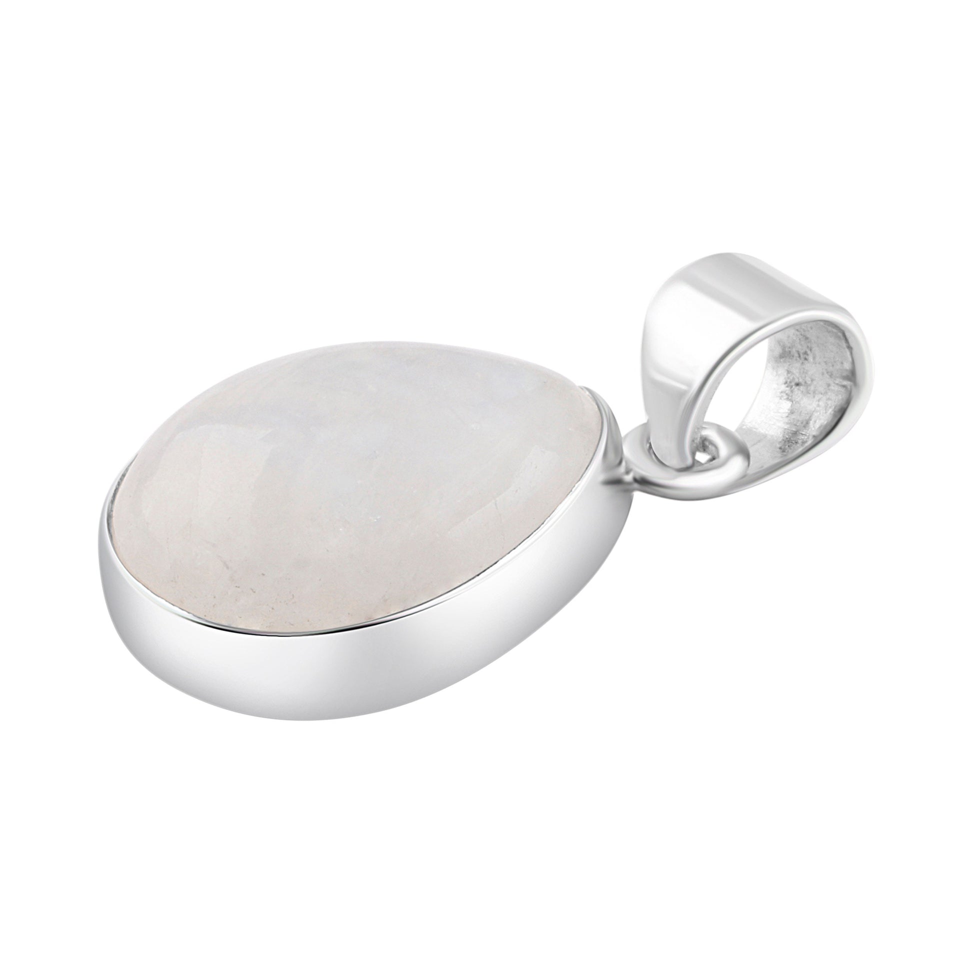Moonstone (white) gemstone pear/teardrop/leaf shaped Solid Sterling Silver Minimalist necklace pendant, Cancer Zodiac Birthstone, Australia, Zorbajewellers