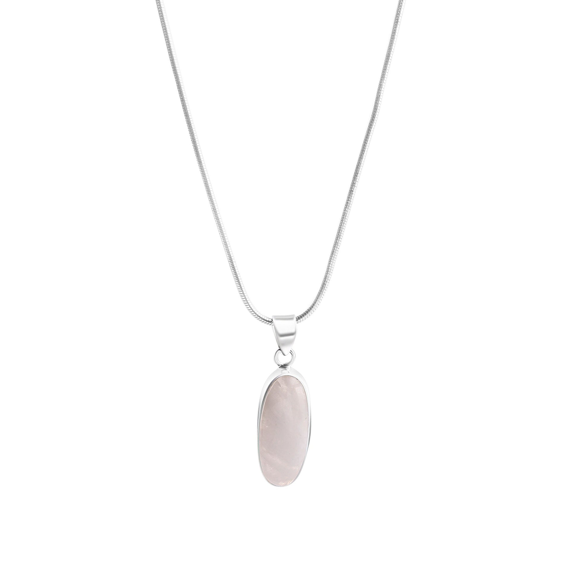 Medium moonstone (white) gemstone long oval cut Solid Sterling Silver Minimalist necklace pendant, Cancer Zodiac July Birthstone, Australia, Zorbajewellers