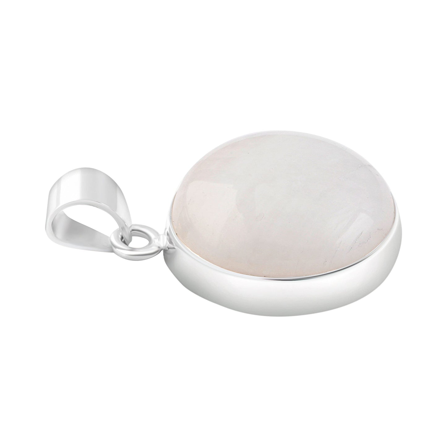 Moonstone (white) gemstone big round cut Solid Sterling Silver Minimalist necklace pendant, Cancer Zodiac July Birthstone, Australia, Zorbajewellers