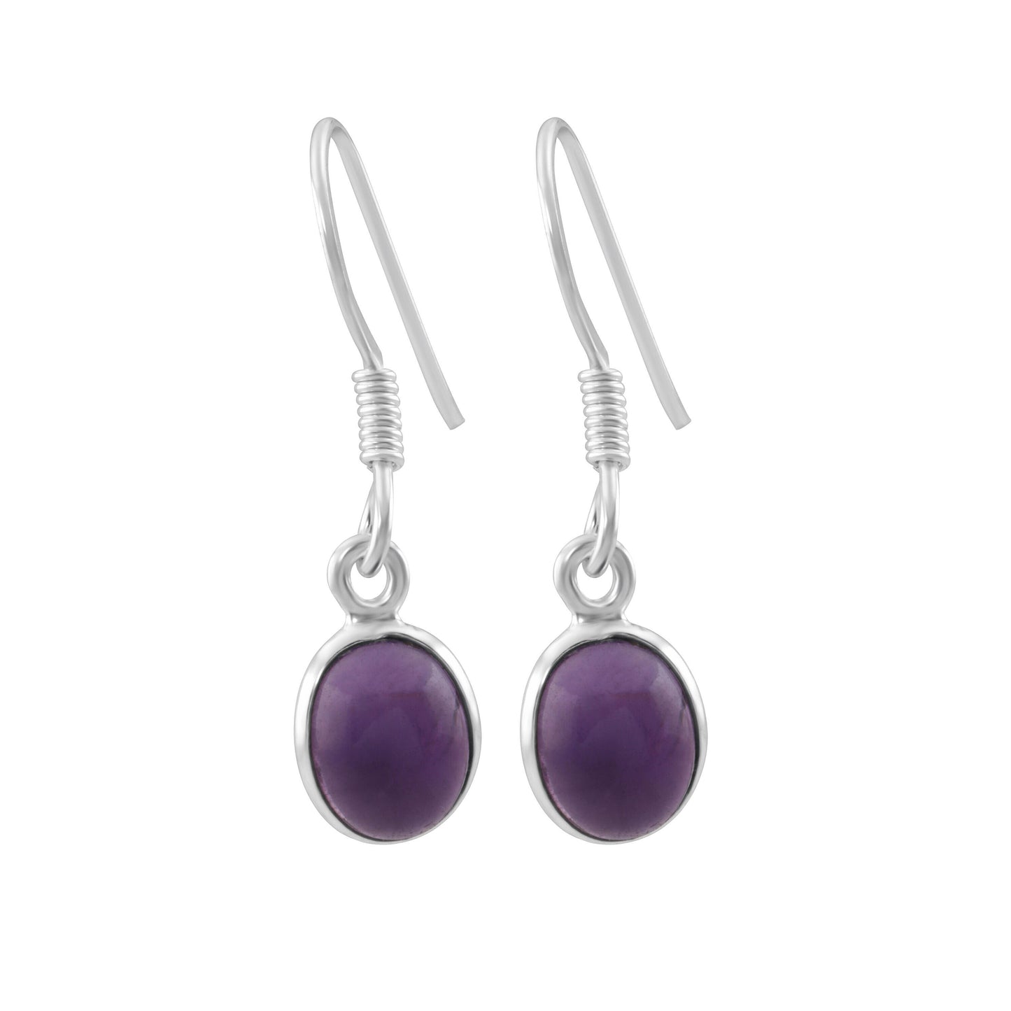 Oval AMETHYST Gems SOLID 925 SILVER Minimalist earrings, Geometric purple earrings, Aquarius Zodiac February birthstone gift, Australia, Zorbajewellers