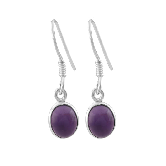 Oval AMETHYST Gems SOLID 925 SILVER Minimalist earrings, Geometric purple earrings, Aquarius Zodiac February birthstone gift, Australia, Zorbajewellers