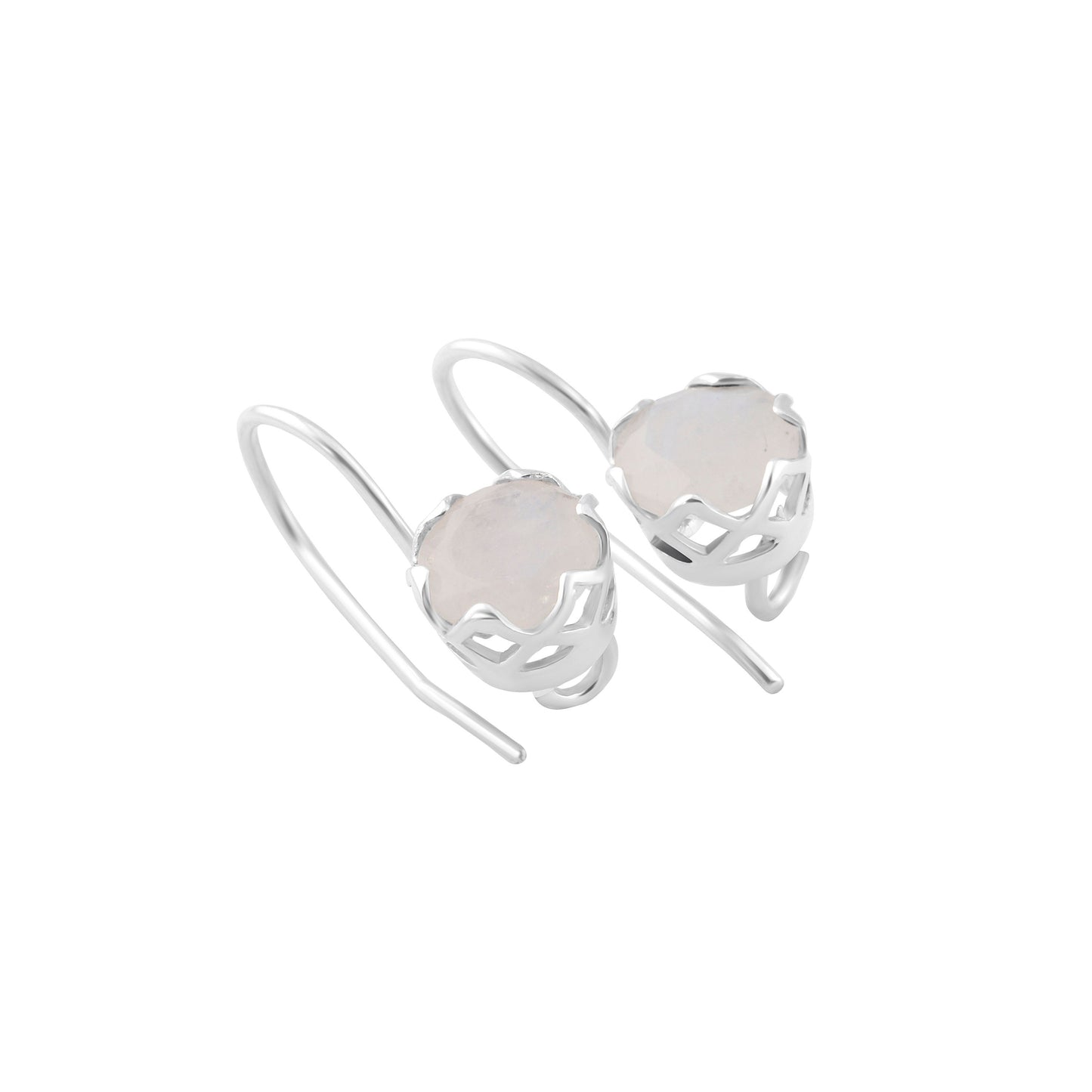 Genuine MOONSTONE gems 925 SILVER Mesh Latch-back earrings, Spring mesh earring Cancer Zodiac & July birthstone gift, Australia, Zorbajewellers