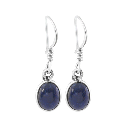 LAPIS LAZULI Gems Solid 925 SILVER Minimalist Earrings, Oval Blue Gems, December birthstone, Sagittarius, Capricorn gift, Australia, Zorbajewellers